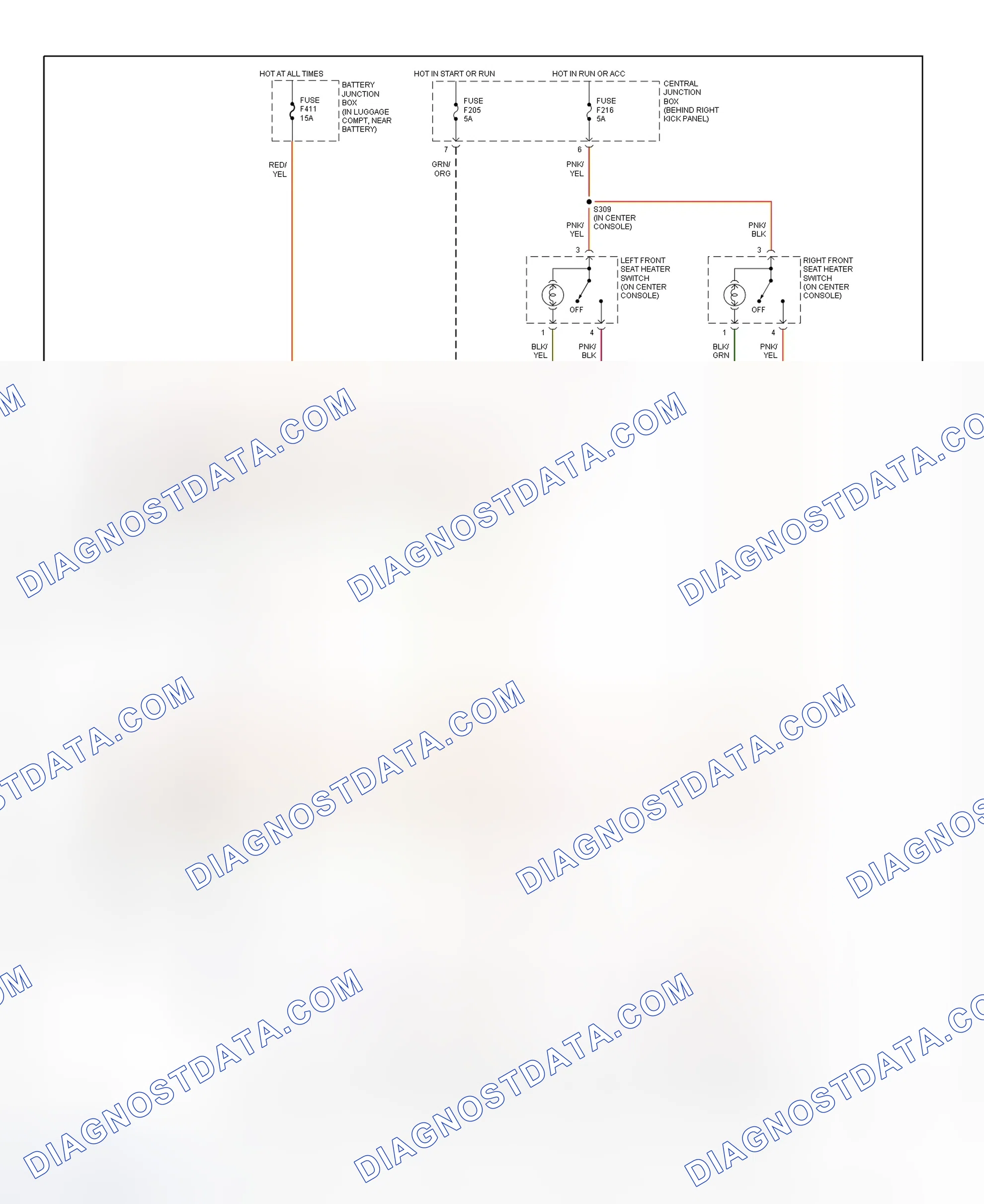Scheme 3: Power Heated Seat System Wiring Diagram (LS)