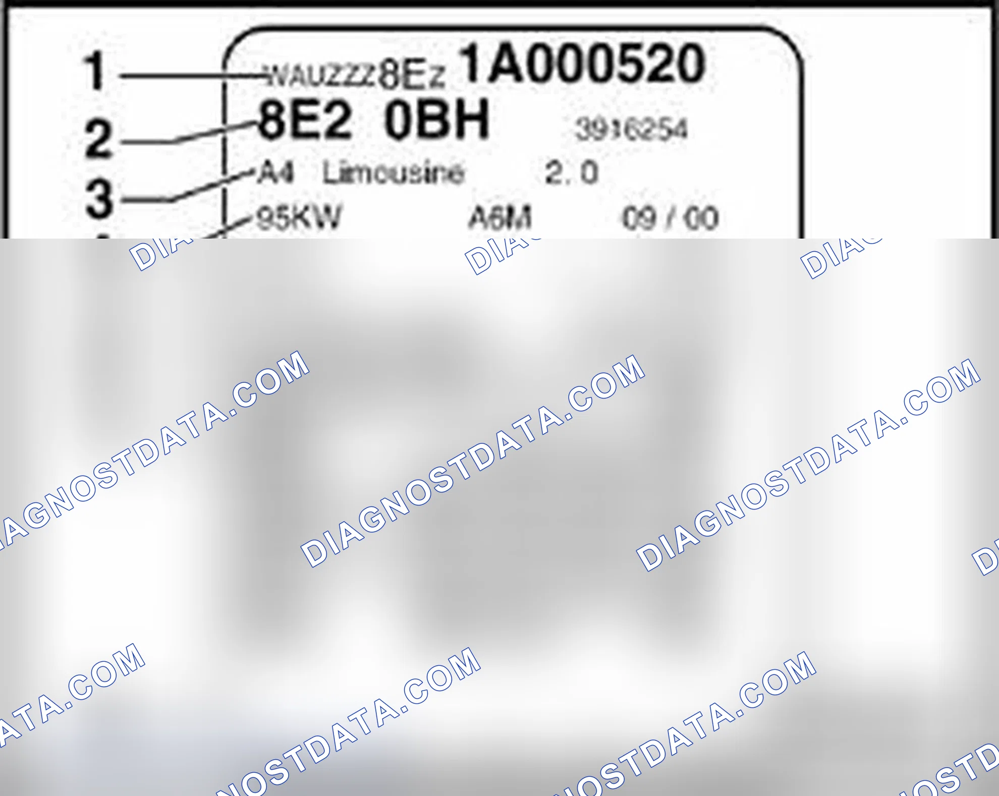 Scheme 99: Type plate / Vehicle Identification Number (VIN)