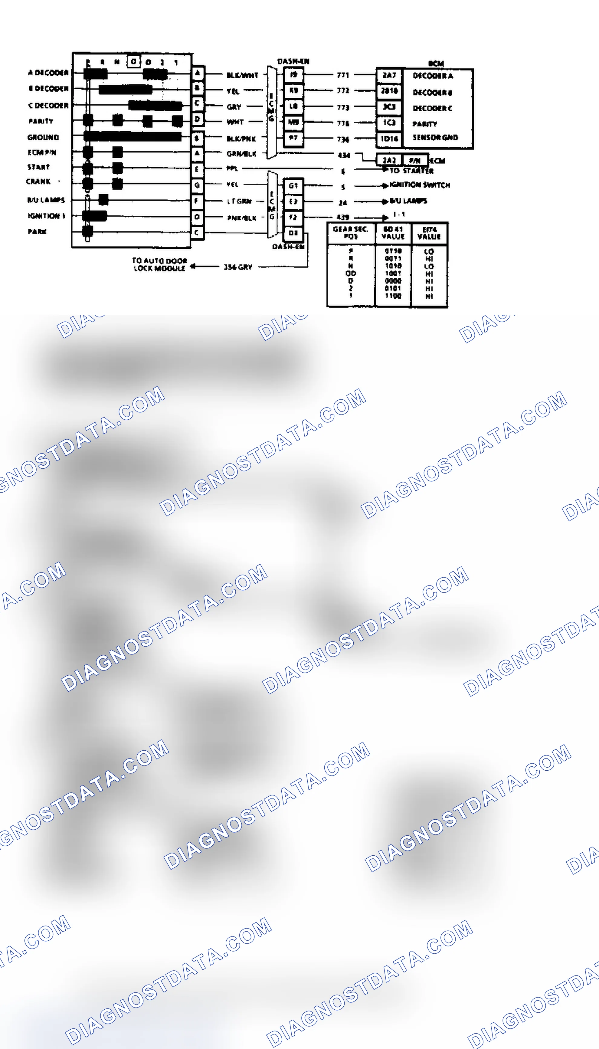 Scheme 14: Code B127, Gear Selector Switch Circuit (1 of 2)