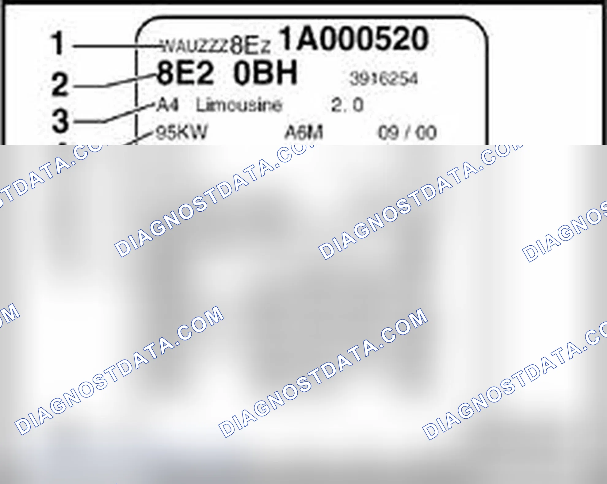 Scheme 204: Type plate / Vehicle Identification Number (VIN)