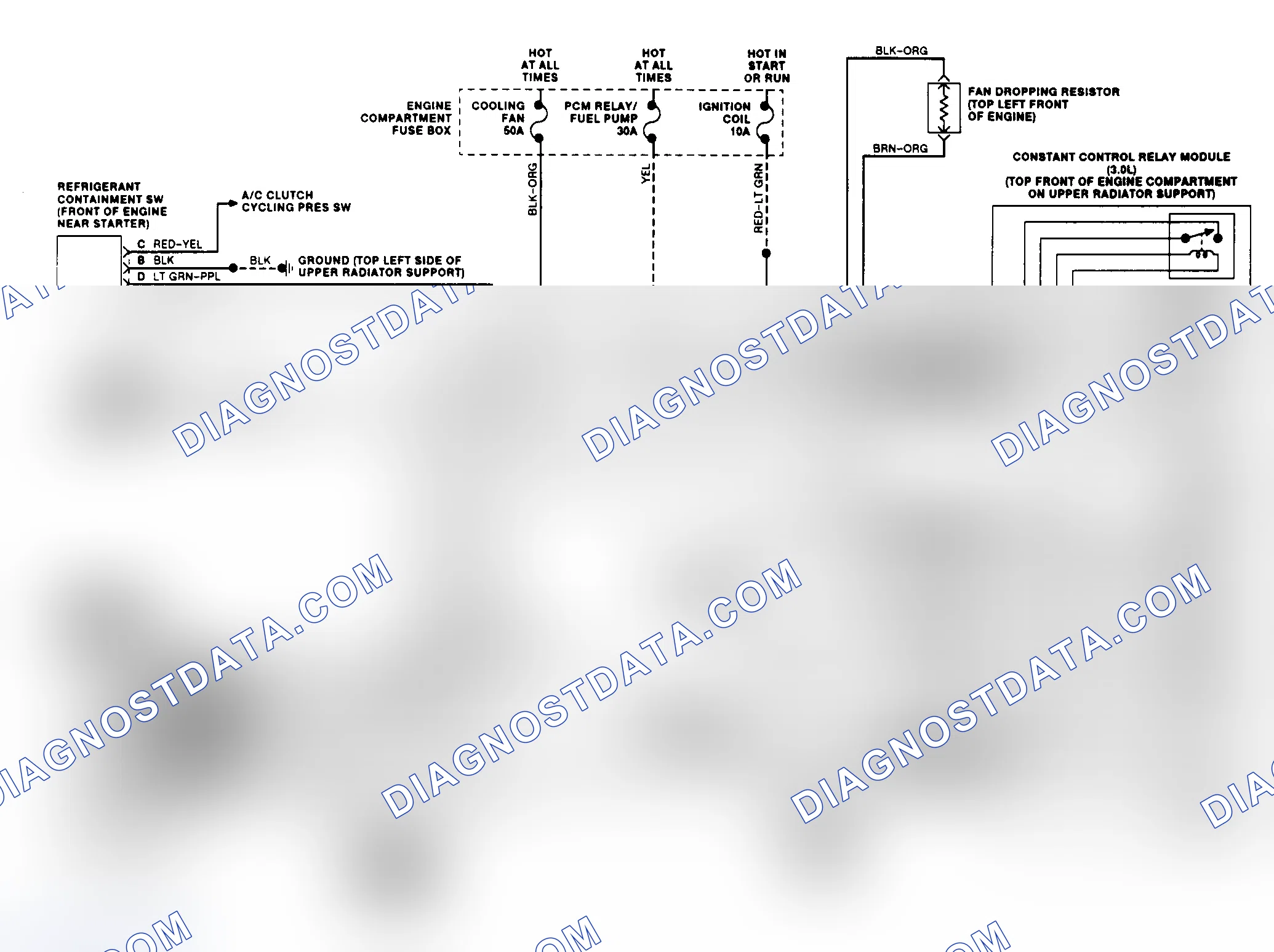 Scheme 9: Electric Cooling Fan Wiring Diagram (Sable 3.0L & Taurus 3.0L Except SHO)
