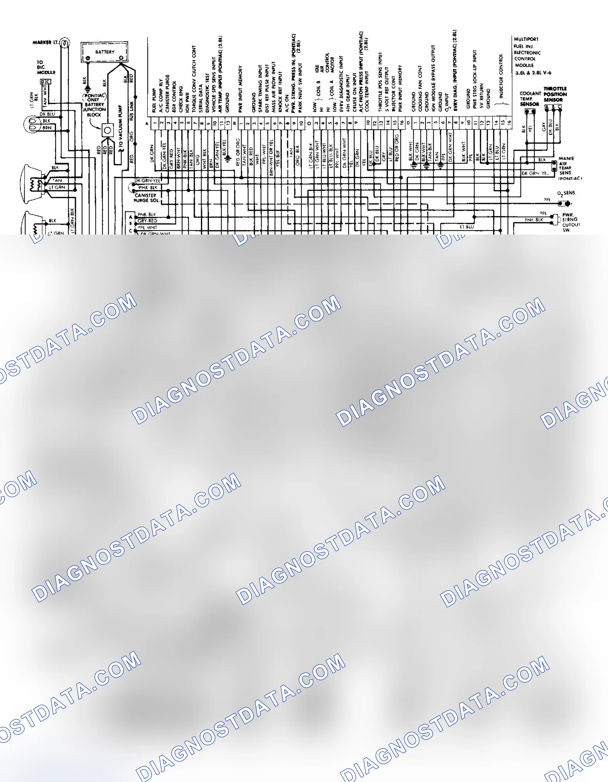 Scheme 39: Wiring Diagram for 2.8L V6 Fuel Injection System (All Except Fiero Models)