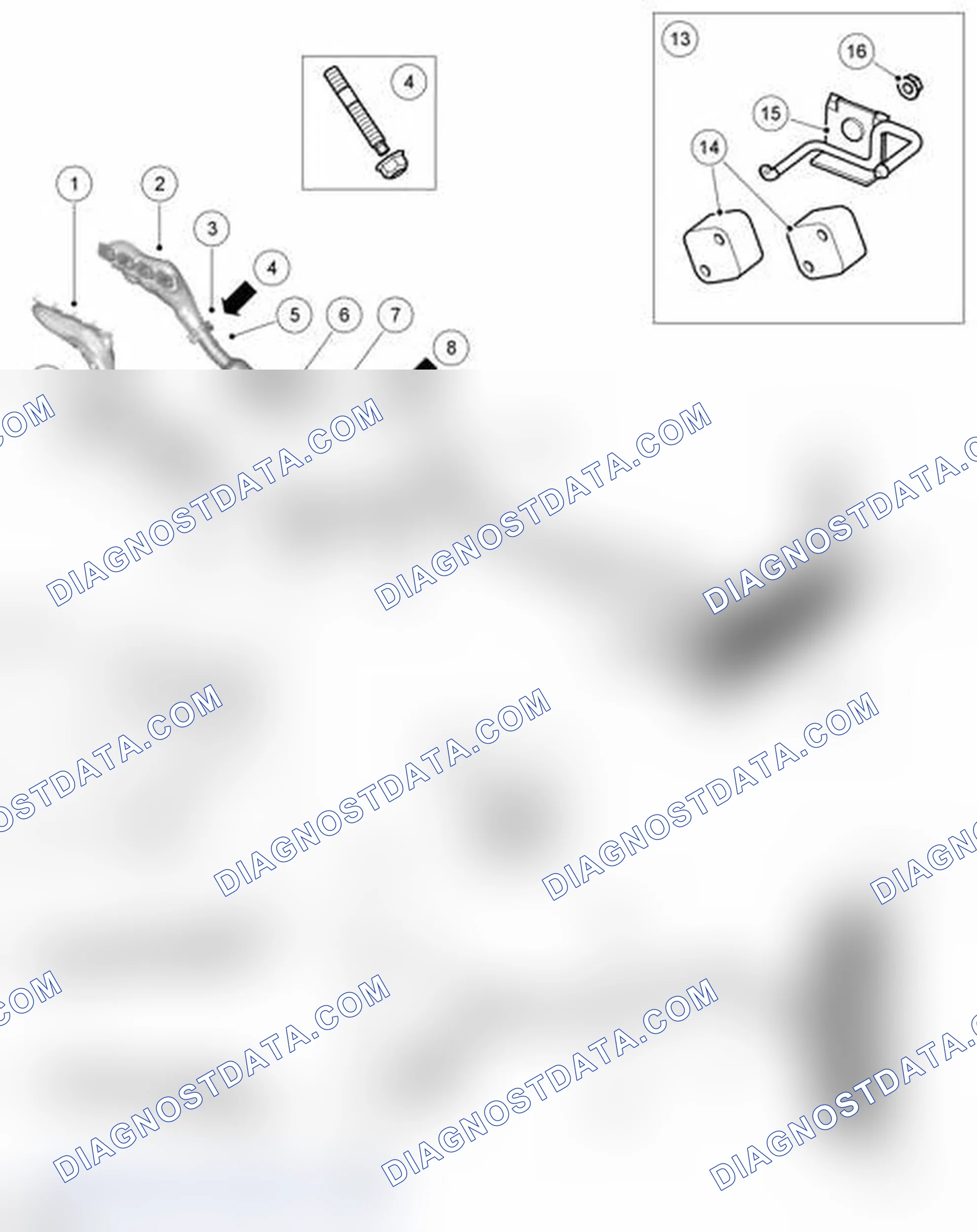 Scheme 1: 4.2L V8 SUPERCHARGED COMPONENT LOCATION - REST OF WORLD (ROW) FROM 2006MY ONWARDS AND NORTH AMERICAN