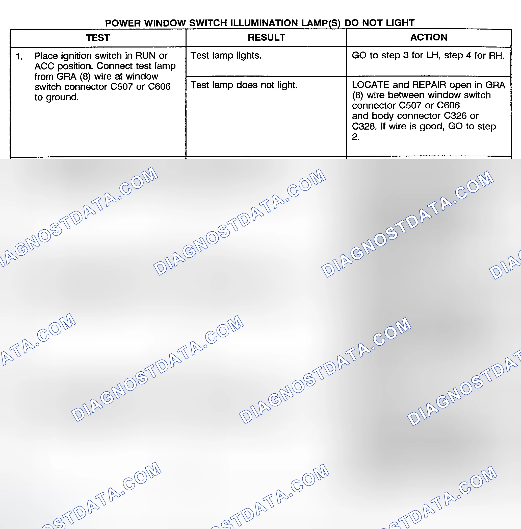 Scheme 7: TEST G: POWER WINDOW SWITCH ILLUMINATION LAMP(S) DO NOT LIGHT (CREW CAB, UTILITY & SUBURBAN)