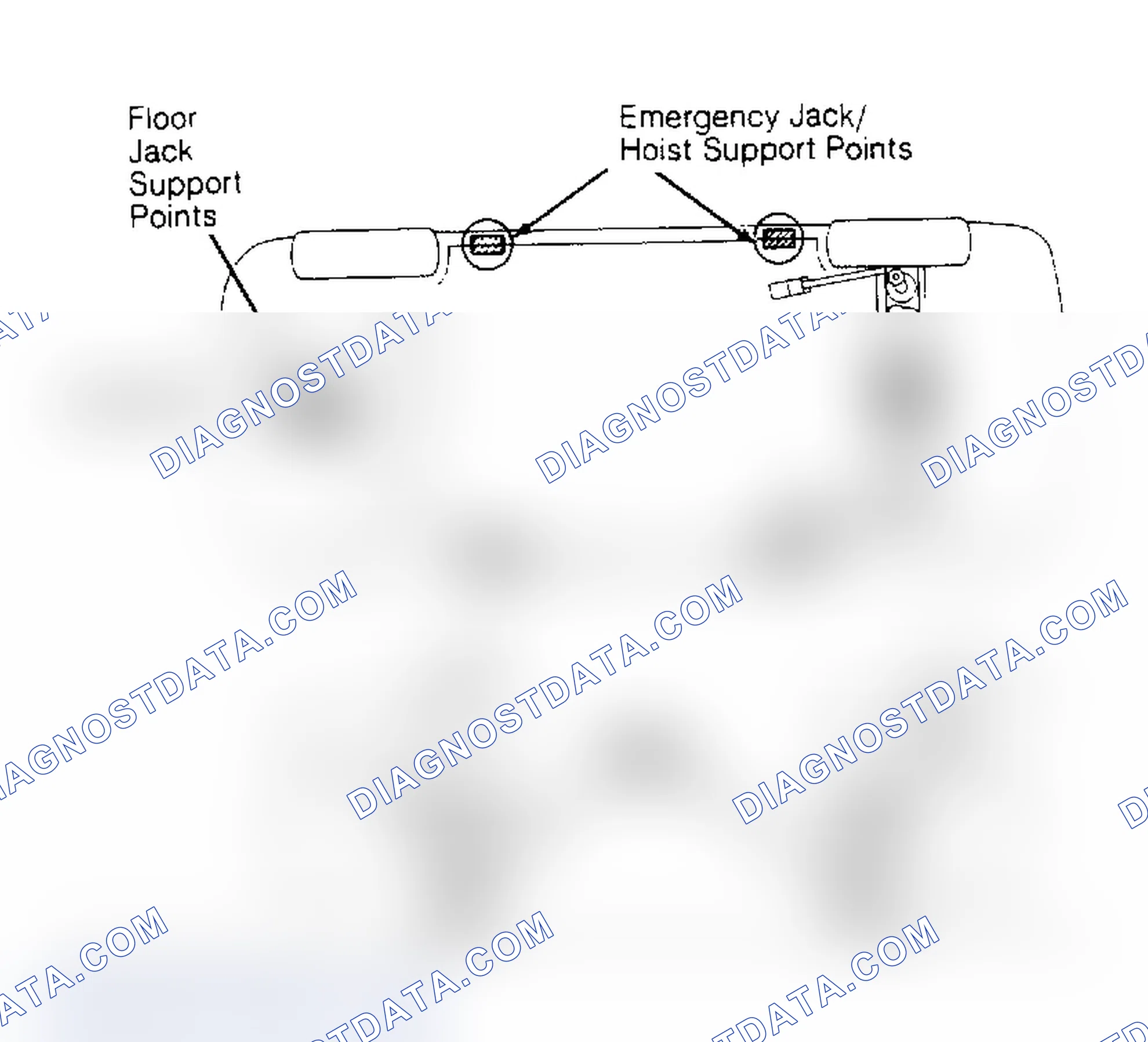 Fig. 1: Jacking & Hoisting Support Points (ES250) Courtesy of Toyota Motor Sales, U.S.A., Inc.