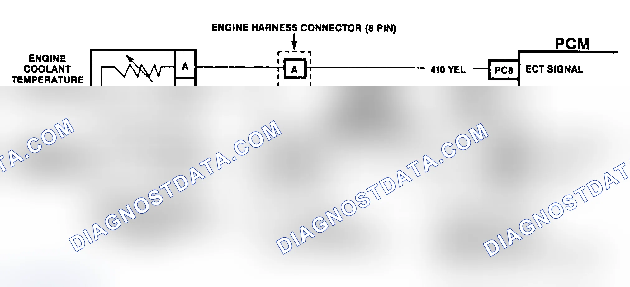 Scheme 319: DTC 14 Schematic ("C" & "K" Series) ECT Sensor Circuit Low (High Temperature Indicated