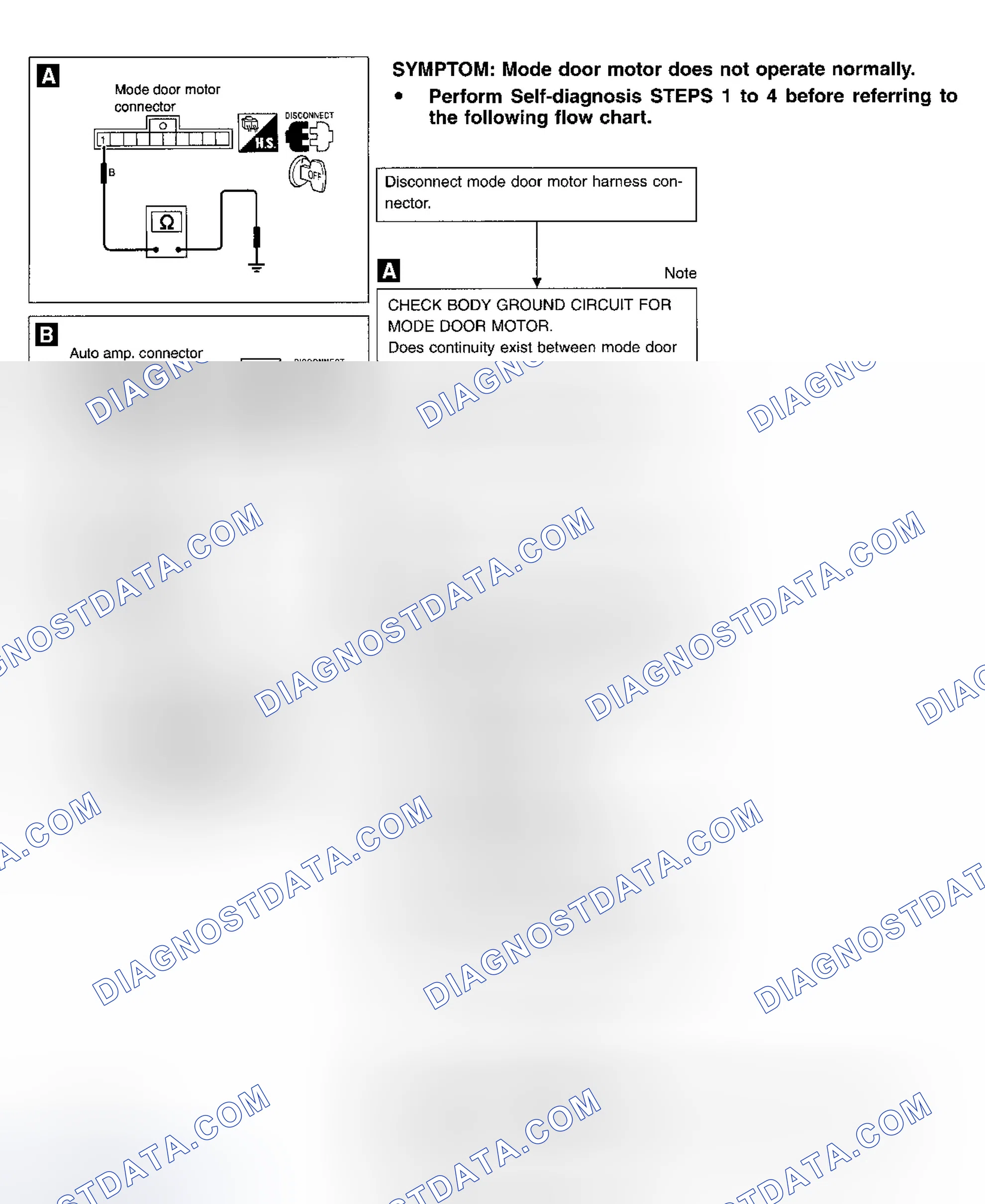 Scheme 14: DIAGNOSTIC PROCEDURE 6 - MODE DOOR MOTOR DOES NOT OPERATE NORMALLY