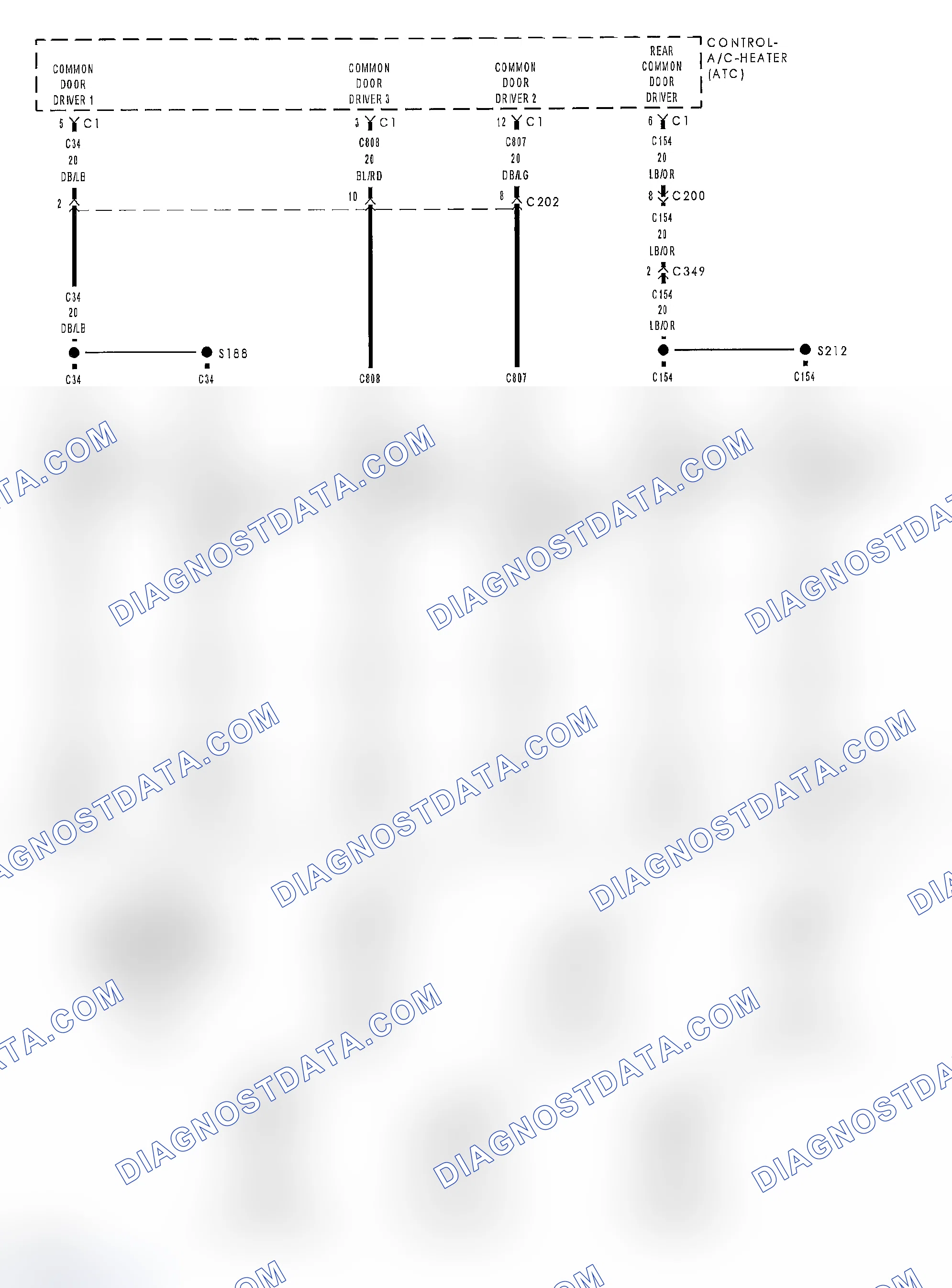 Scheme 191: B105F-CLIMATE CONTROL MOTOR(S) COMMON 1 CONTROL CIRCUIT LOW (ATC)