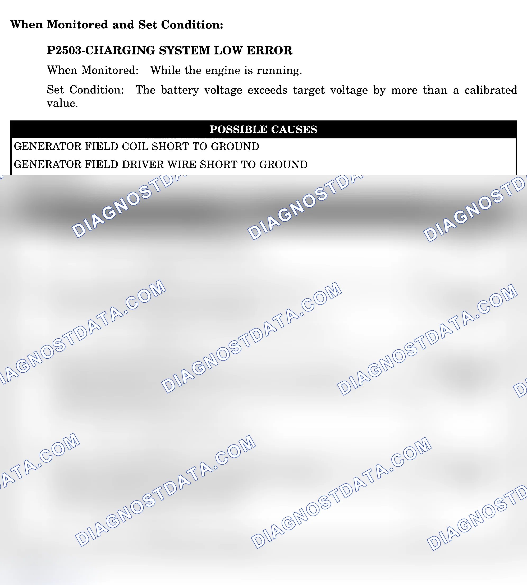 Scheme 989: DTC P2503: CHARGING SYSTEM LOW ERROR