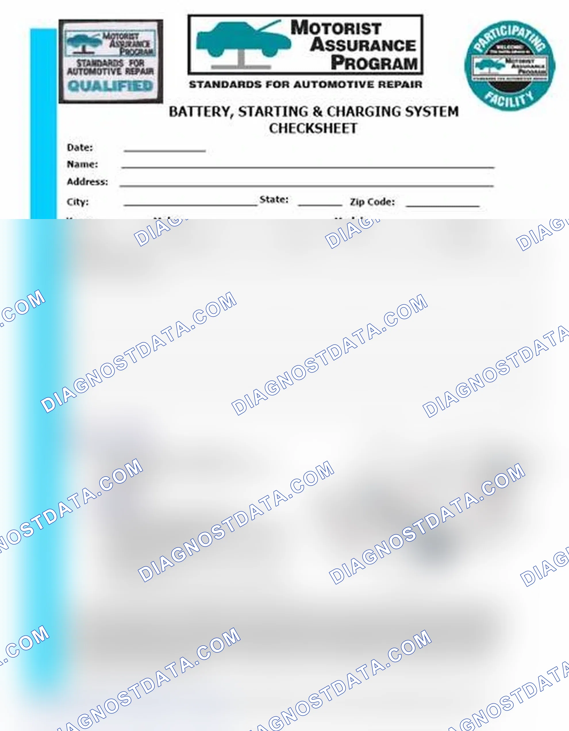 Scheme 3: Battery, Starting & Charging System Checksheet (1 Of 2)