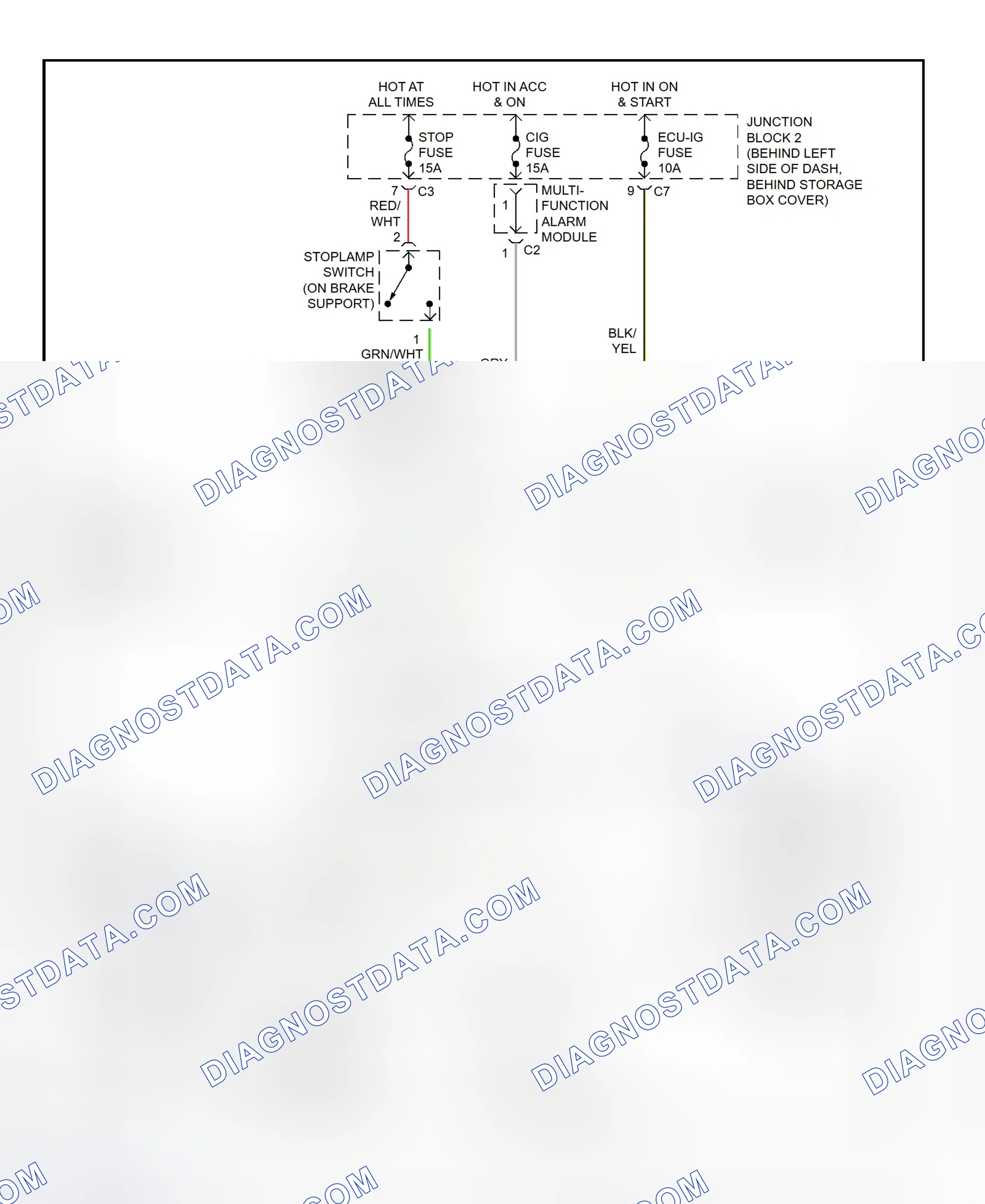 Fig. 38: Shift Interlock System Wiring Diagram (1999 Prizm)