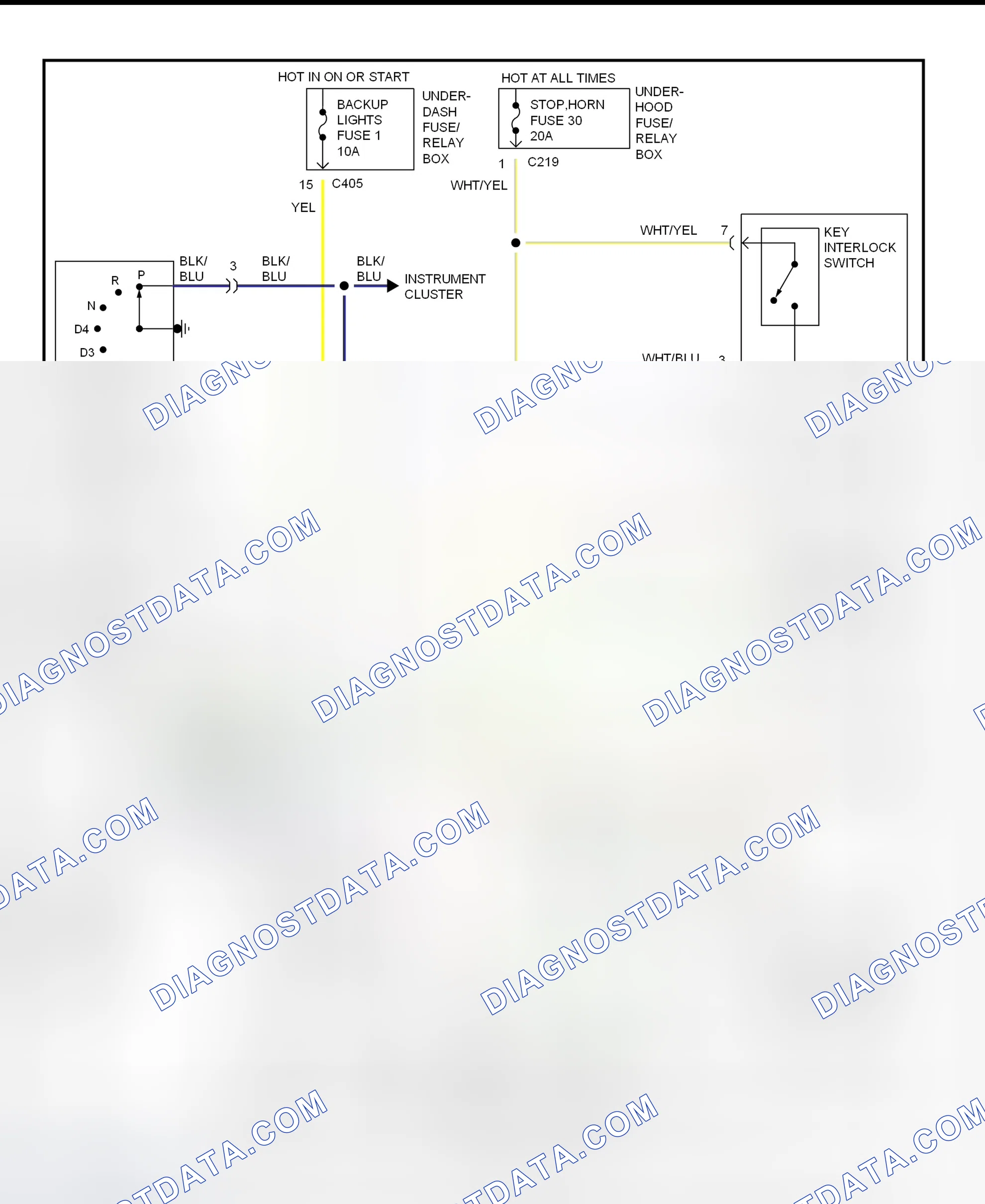 Scheme 50: Shift & Key Interlock System Wiring Schematic (1997 Acura 2.5TL)
