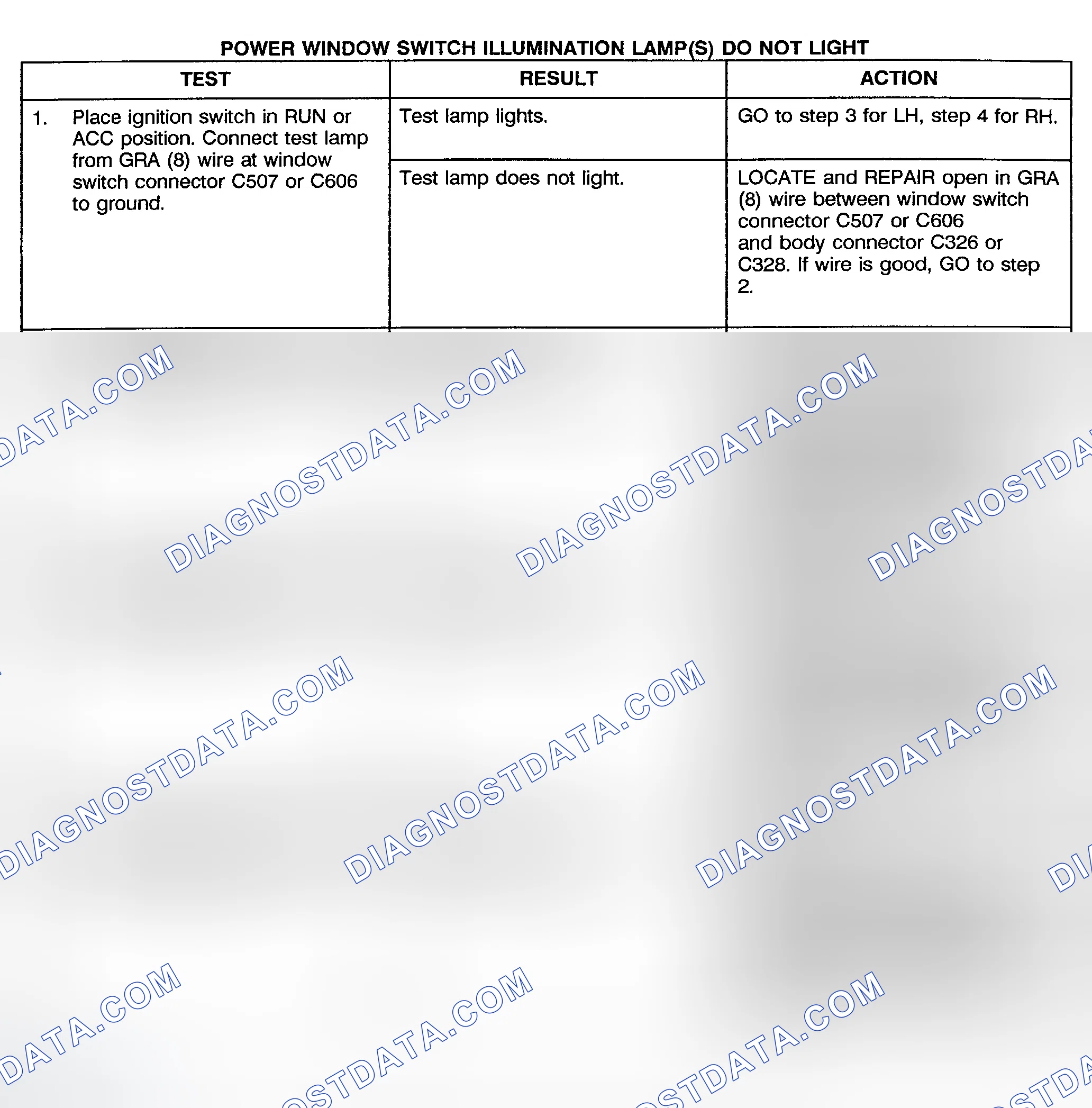 Scheme 7: TEST G: POWER WINDOW SWITCH ILLUMINATION LAMP(S) DO NOT LIGHT (CREW CAB, UTILITY & SUBURBAN)