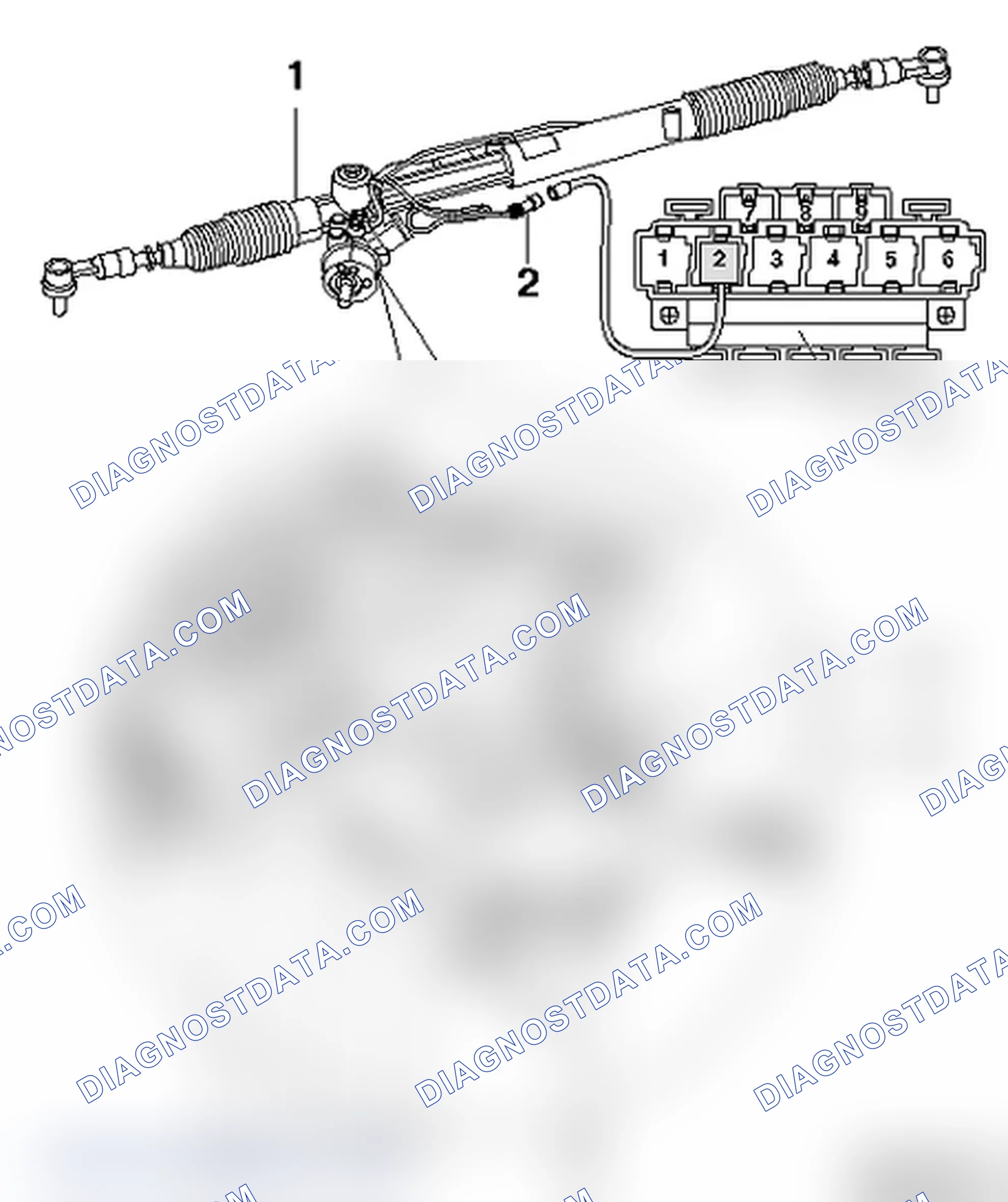 Scheme 324: Servotronic steering gear, assembly overview