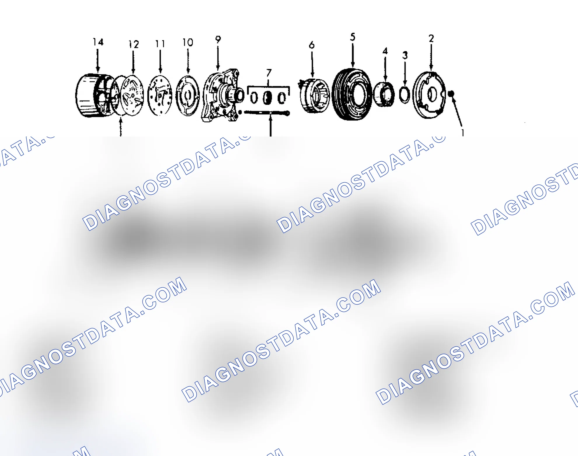 Scheme 2: Exploded View of Harrison HR-6 6-Cylinder Compressor