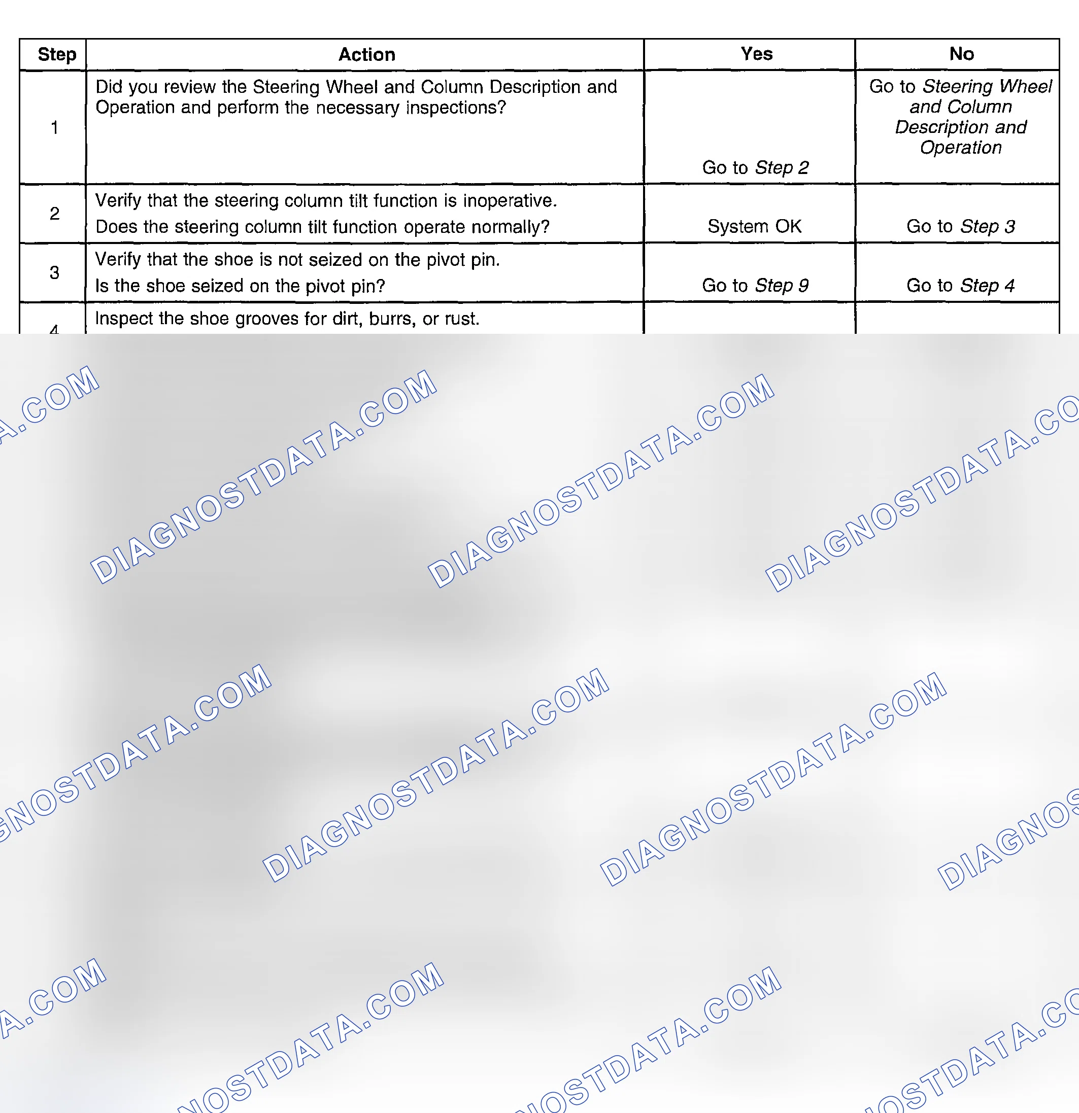 Scheme 16: STEERING COLUMN TILT FUNCTION INOPERATIVE
