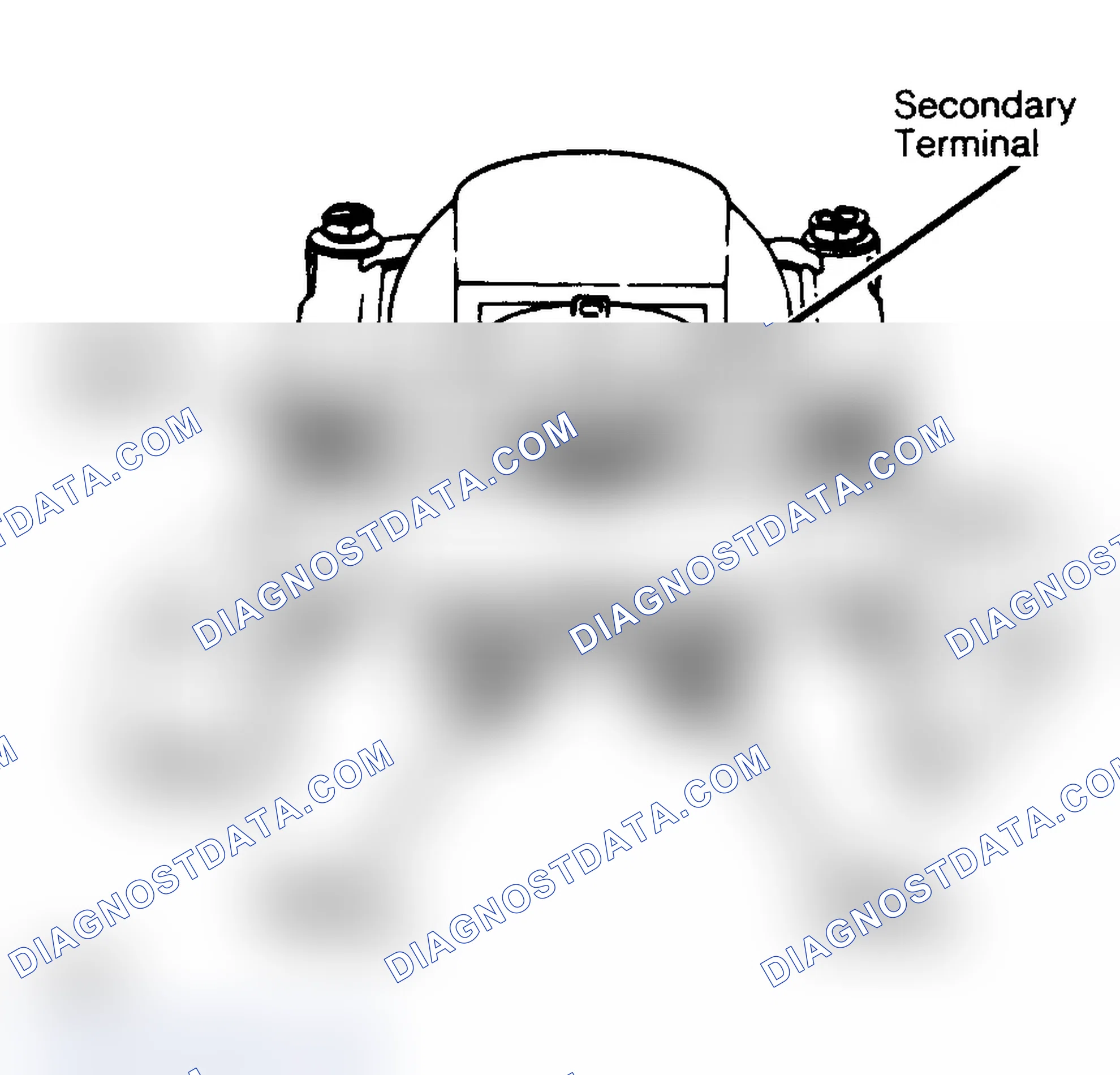 Scheme 21: Ignition Coil Resistance Test Points. Coil primary wires must be removed for testing.