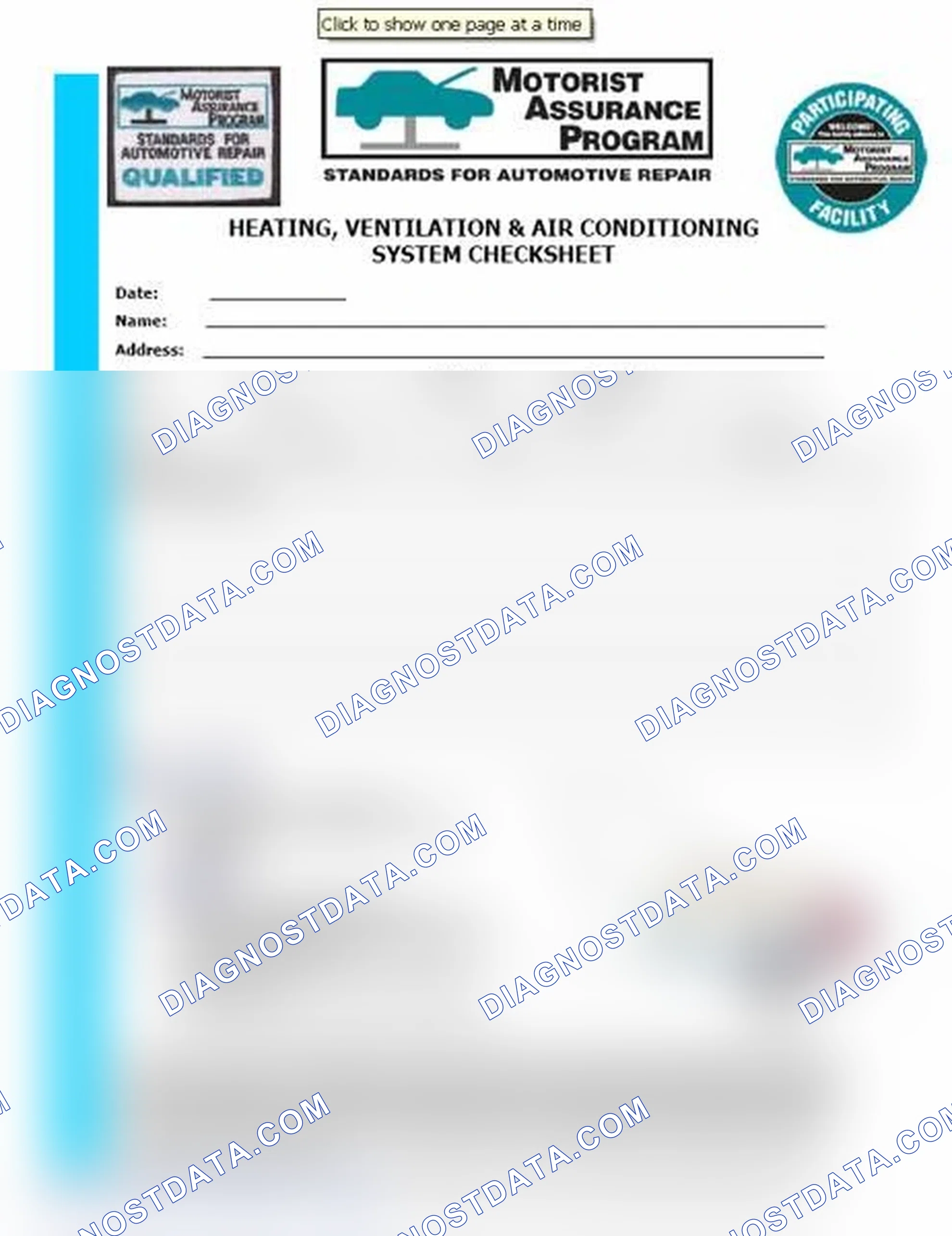 Scheme 15: Heating, Ventilation & Air Conditioning System Checksheet (1 Of 2)