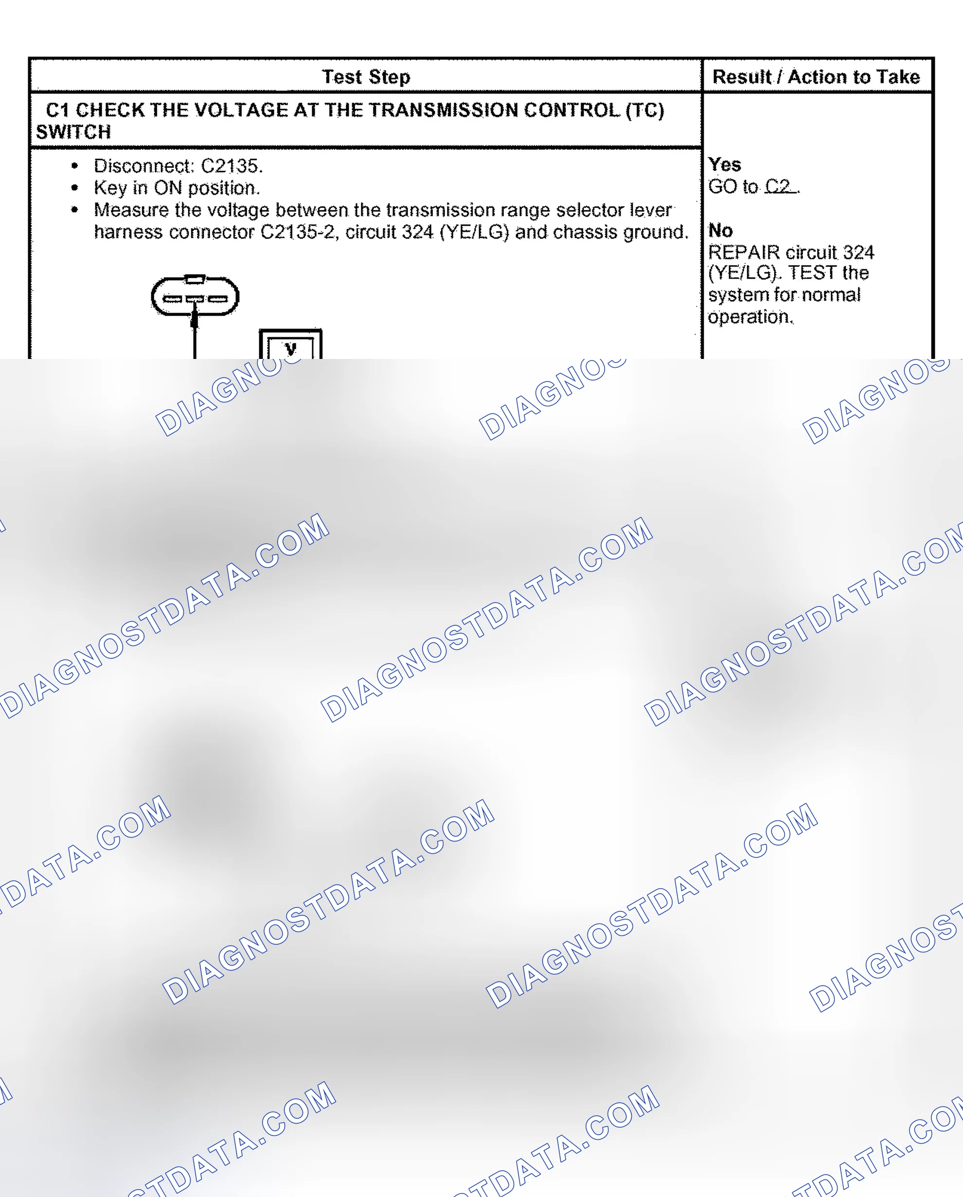 Scheme 771: PINPOINT TEST C: THE TRANSMISSION CONTROL SWITCH/INDICATOR LAMP IS NOT OPERATING CORRECTLY