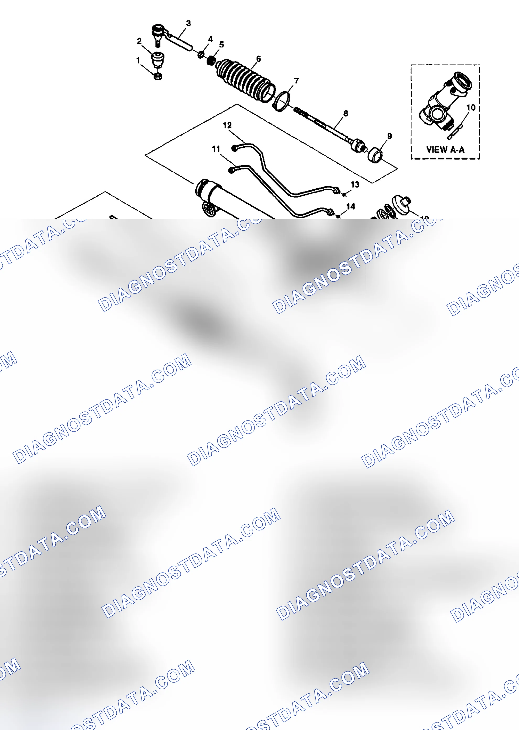 Scheme 3: Power Steering Gear Disassembled View (Rack and Pinion)