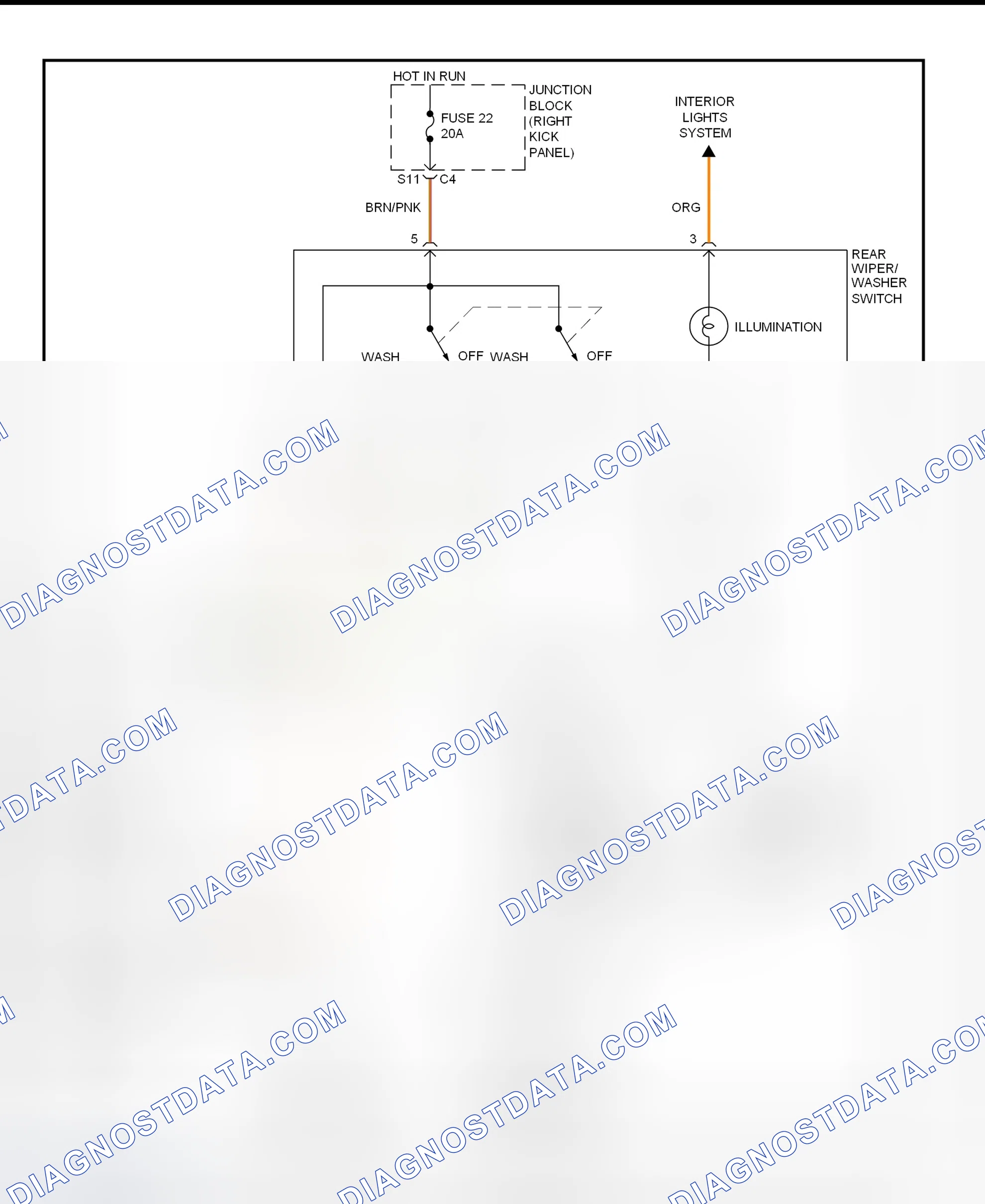 Scheme 2: Rear Wiper/Washer System Wiring Diagram (Cherokee - 1999)