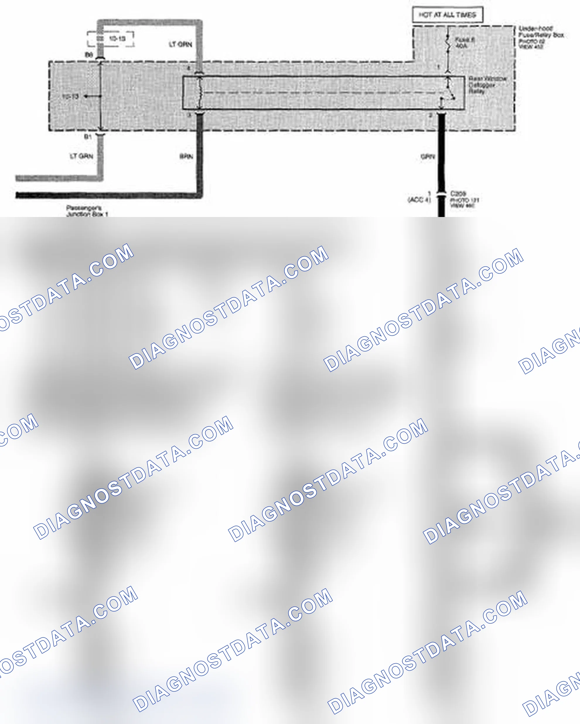 Scheme 202: Rear Window/Power Mirror Defoggers Circuit Diagram (Page 64-1)