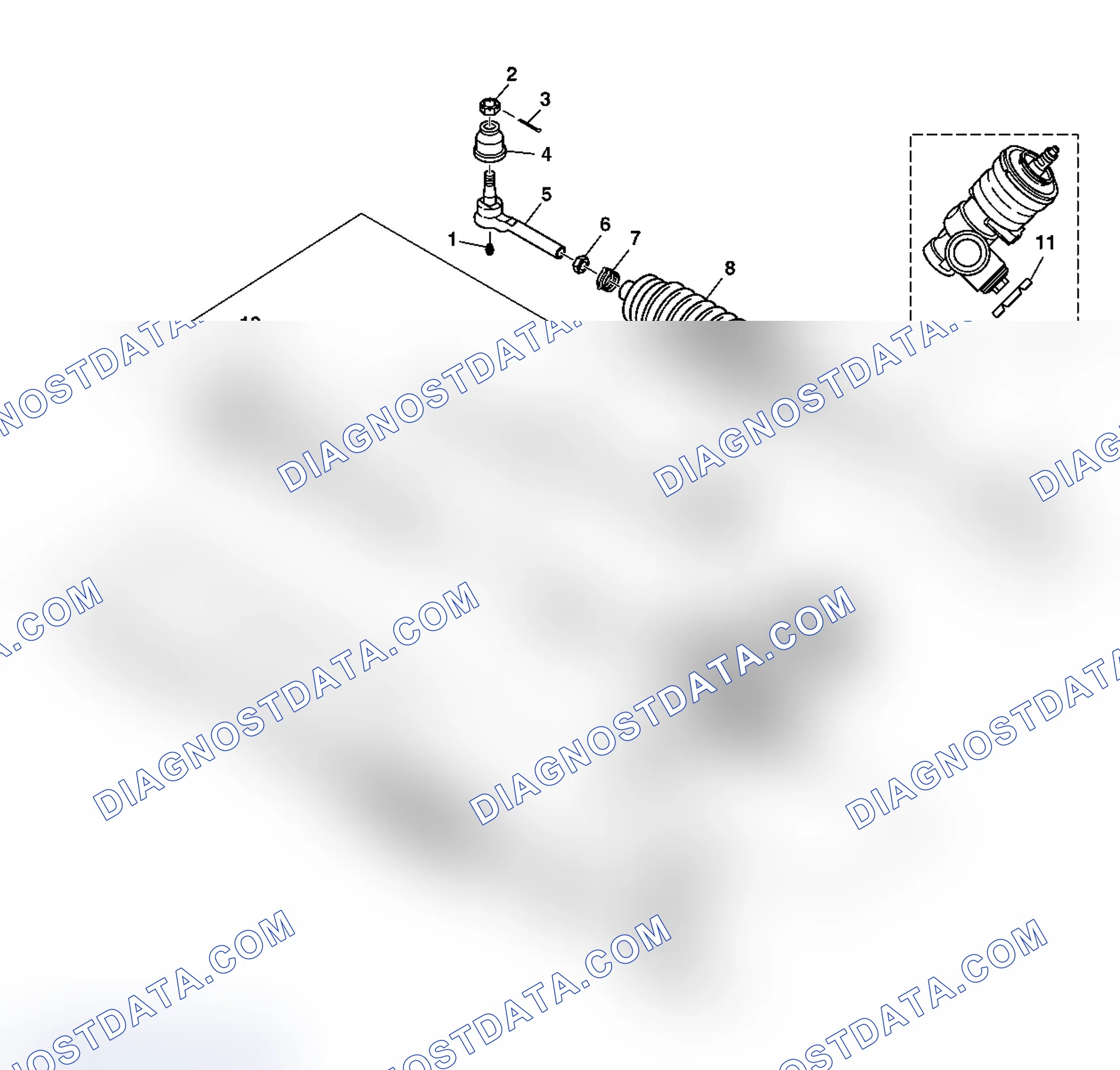 Scheme 1: Power Steering Gear Disassembled View (Magnasteer)