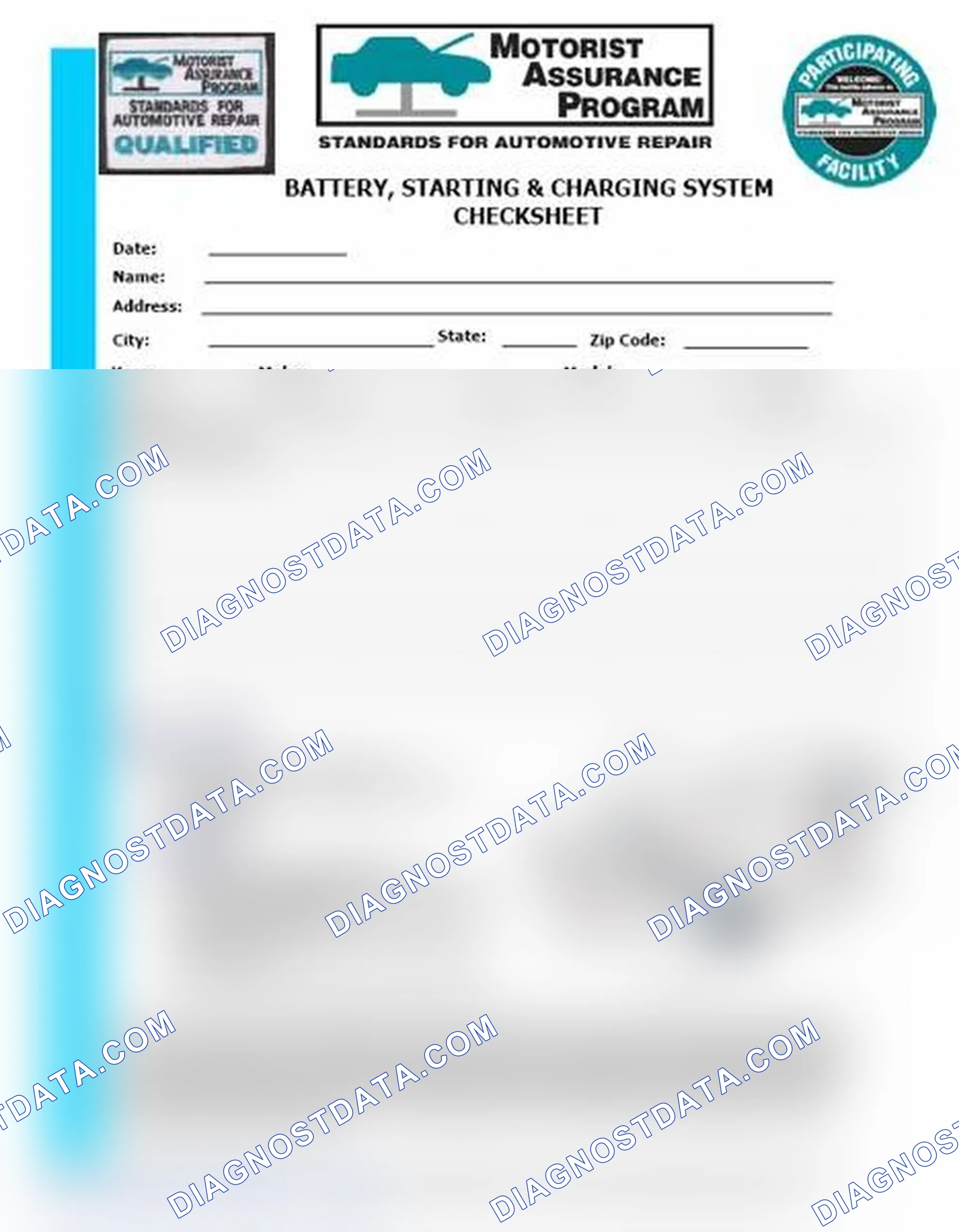 Scheme 3: Battery, Starting & Charging System Checksheet (1 Of 2)