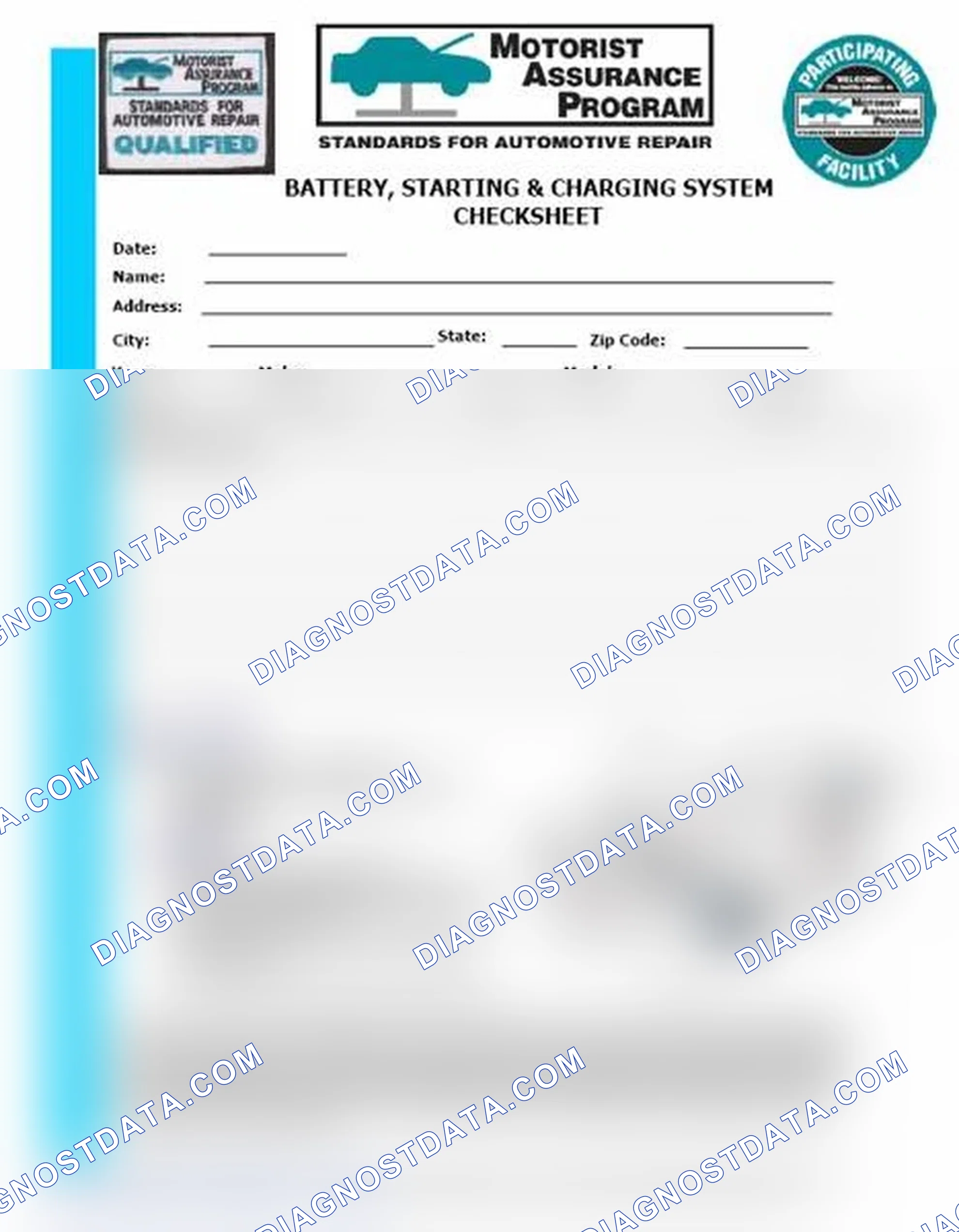 Scheme 3: Battery, Starting & Charging System Checksheet (1 Of 2)