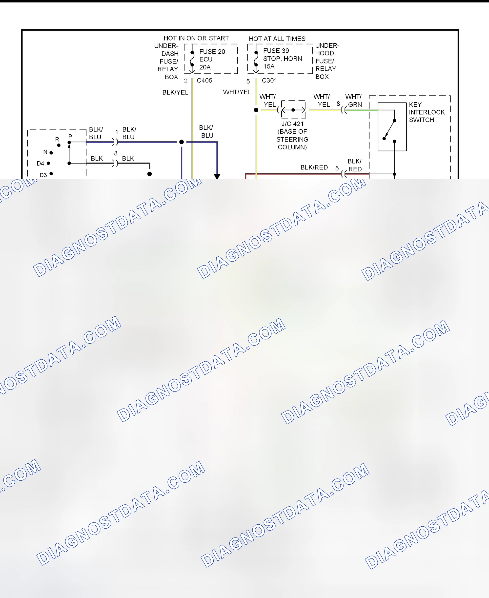 Scheme 42: Shift & Key Interlock System Wiring Schematic (1997 Acura 3.5RL)