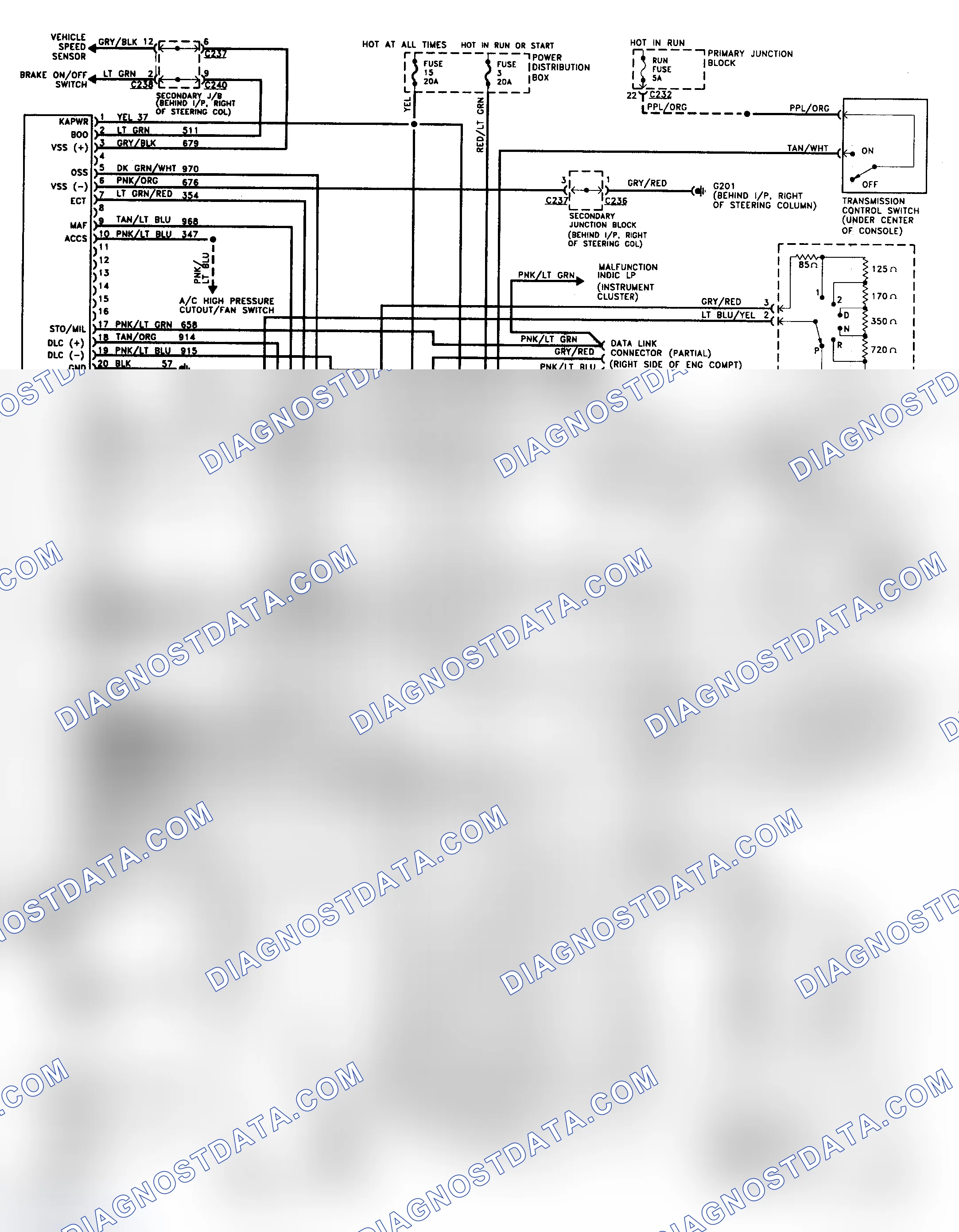 Scheme 45: Wiring Diagram (1994 Cougar 3.8L SFI & Thunderbird 3.8L SFI)