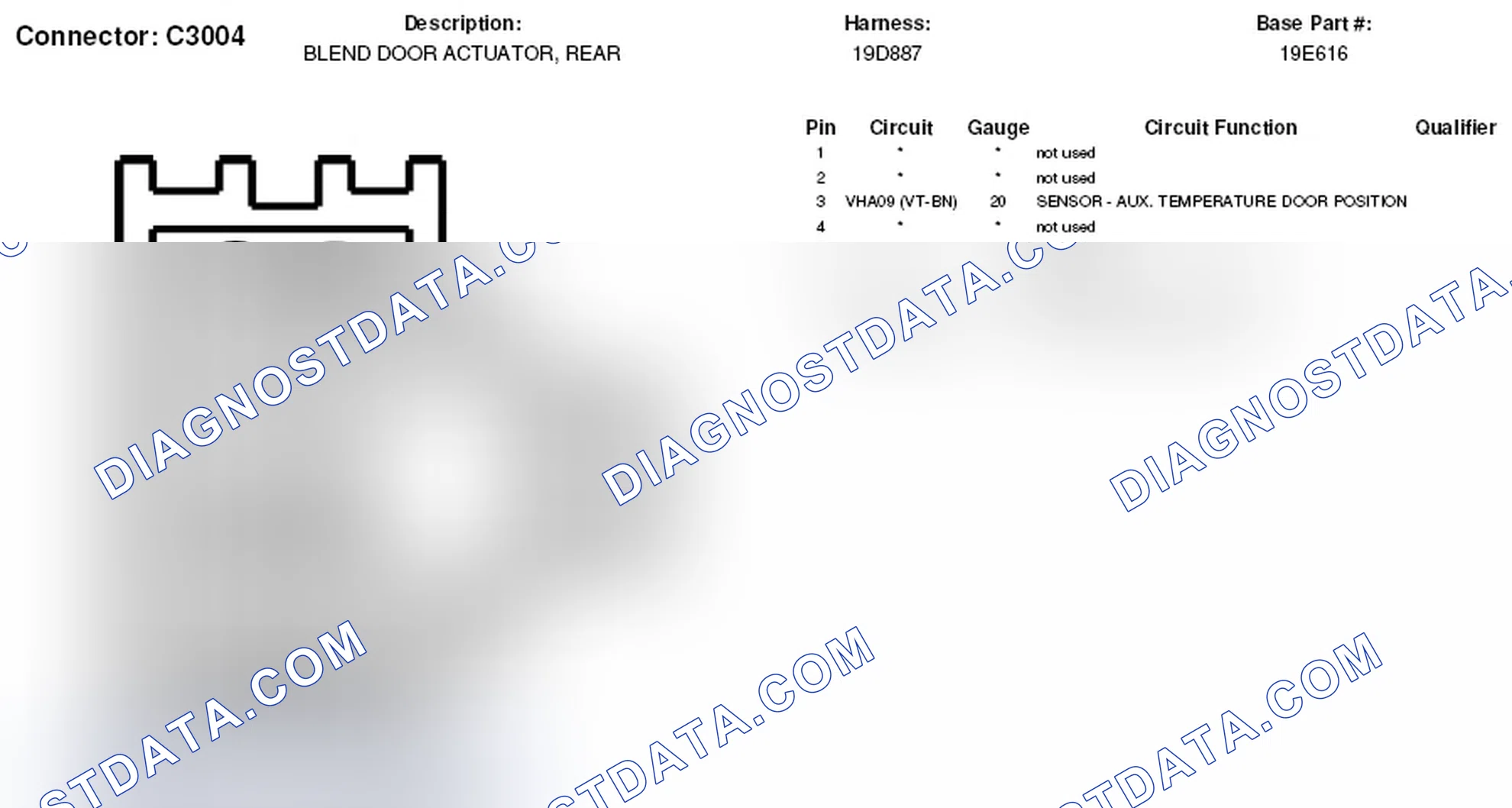 Scheme 323: Rear Blend Door Actuator Connector End View (C3004)