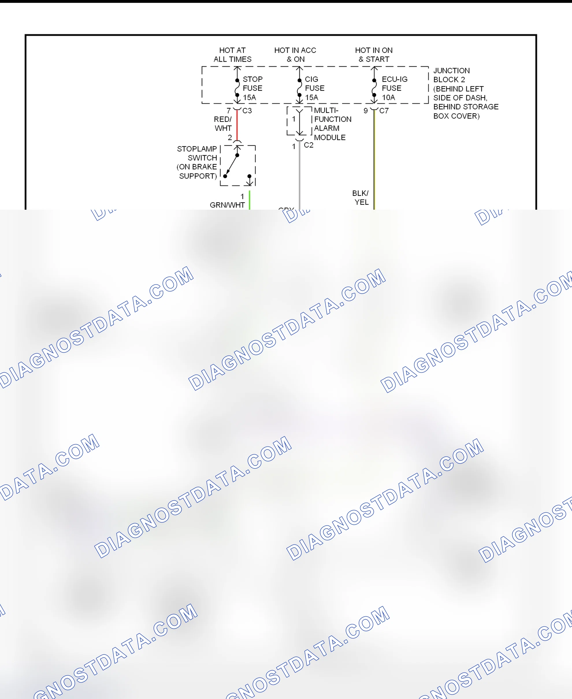 Fig. 48: Shift Interlock System Wiring Diagram (Prizm)