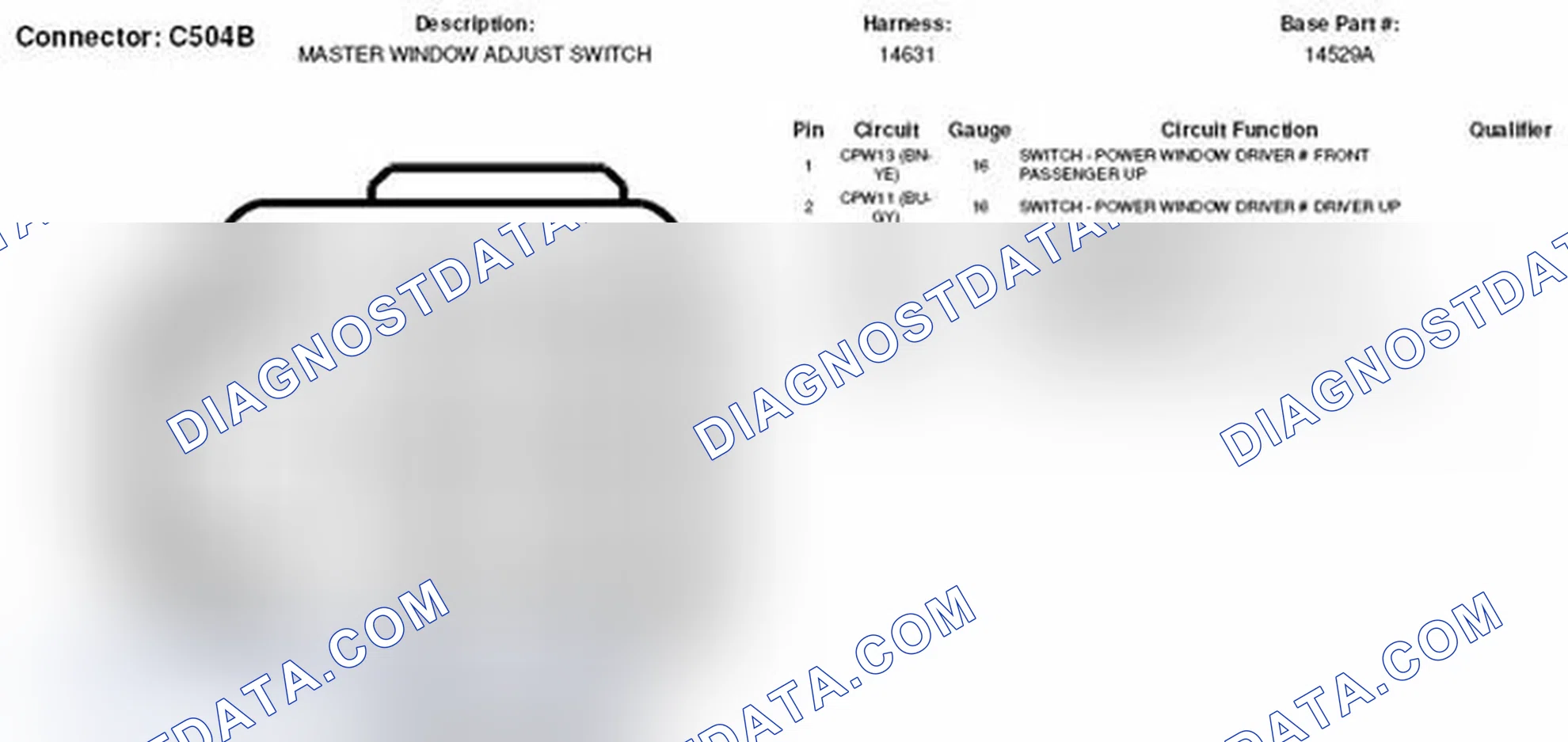 Scheme 141: Master Window Adjust Switch Connector End View (C504B)