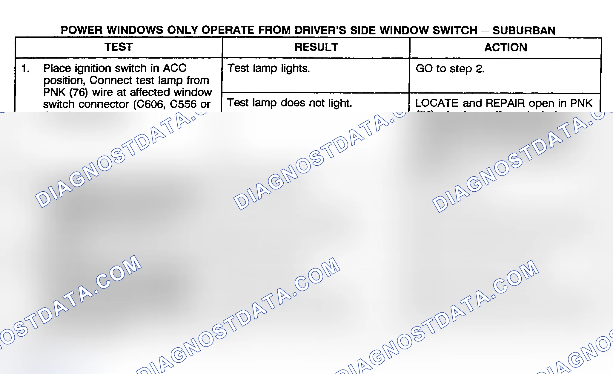 Scheme 17: TEST F: POWER WINDOWS ONLY OPERATE FROM DRIVER'S SIDE WINDOW SWITCH - SUBURBAN, CREW CAB & UTILITY