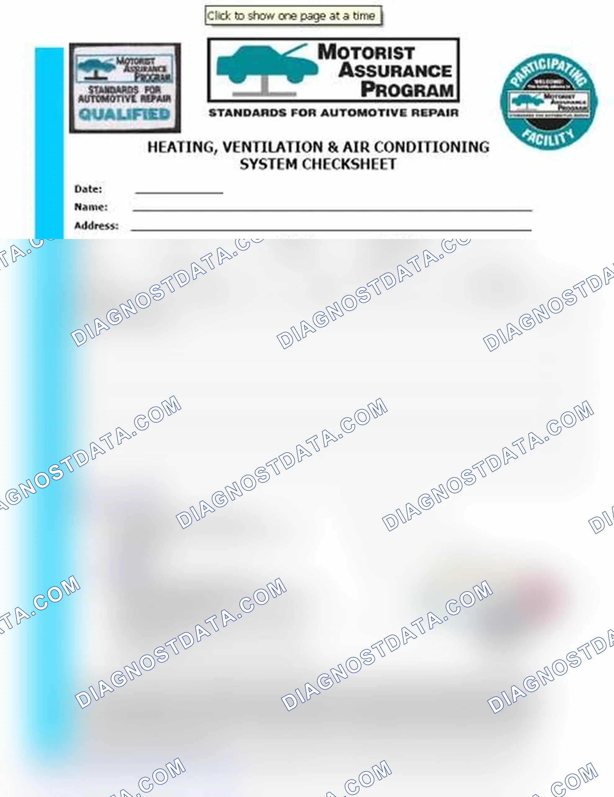 Scheme 15: Heating, Ventilation & Air Conditioning System Checksheet (1 Of 2)