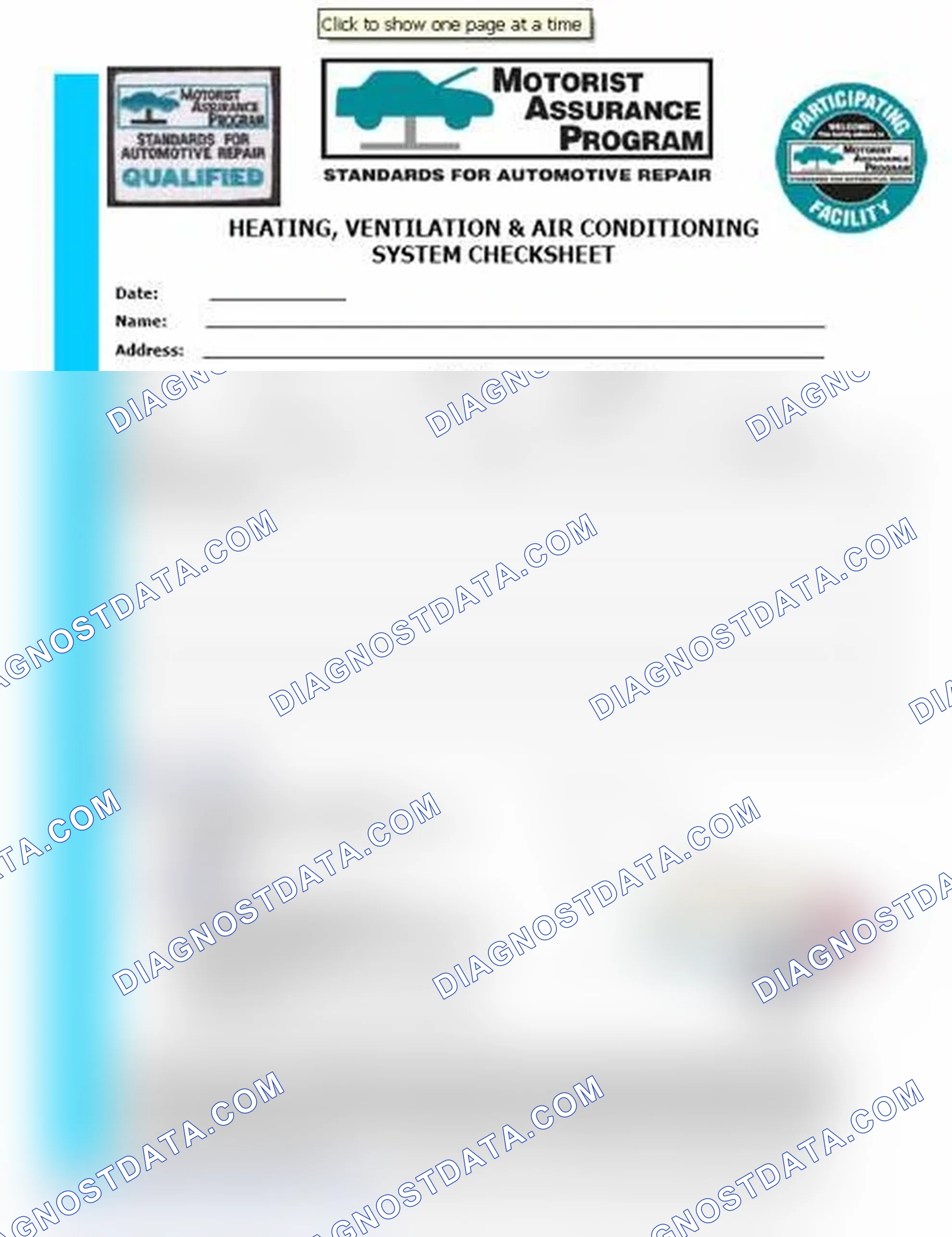 Scheme 15: Heating, Ventilation & Air Conditioning System Checksheet (1 Of 2)