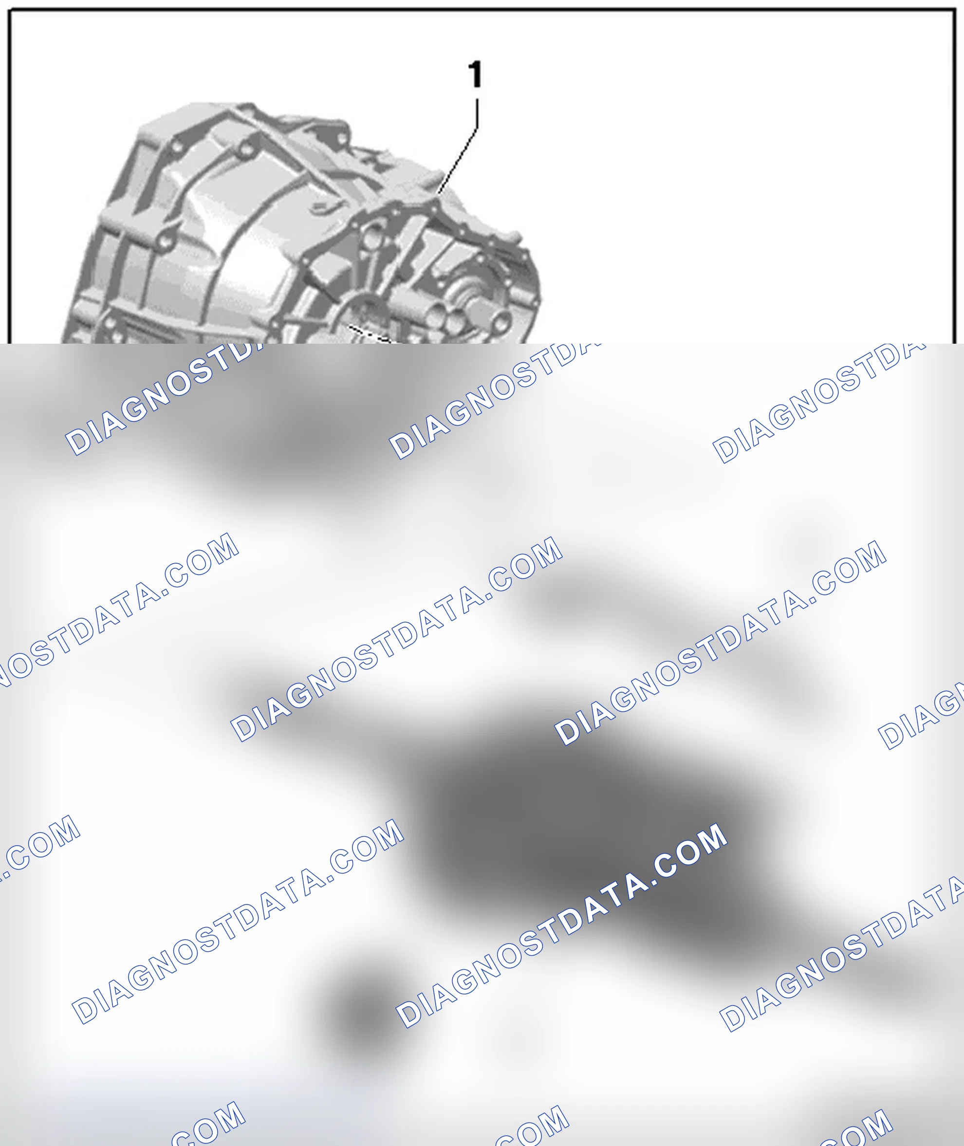Scheme 206: INPUT SHAFT, OUTPUT SHAFT, REVERSE DRIVE GEAR AND SHIFT RAILS/SHIFT FORKS ASSEMBLY OVERVIEW