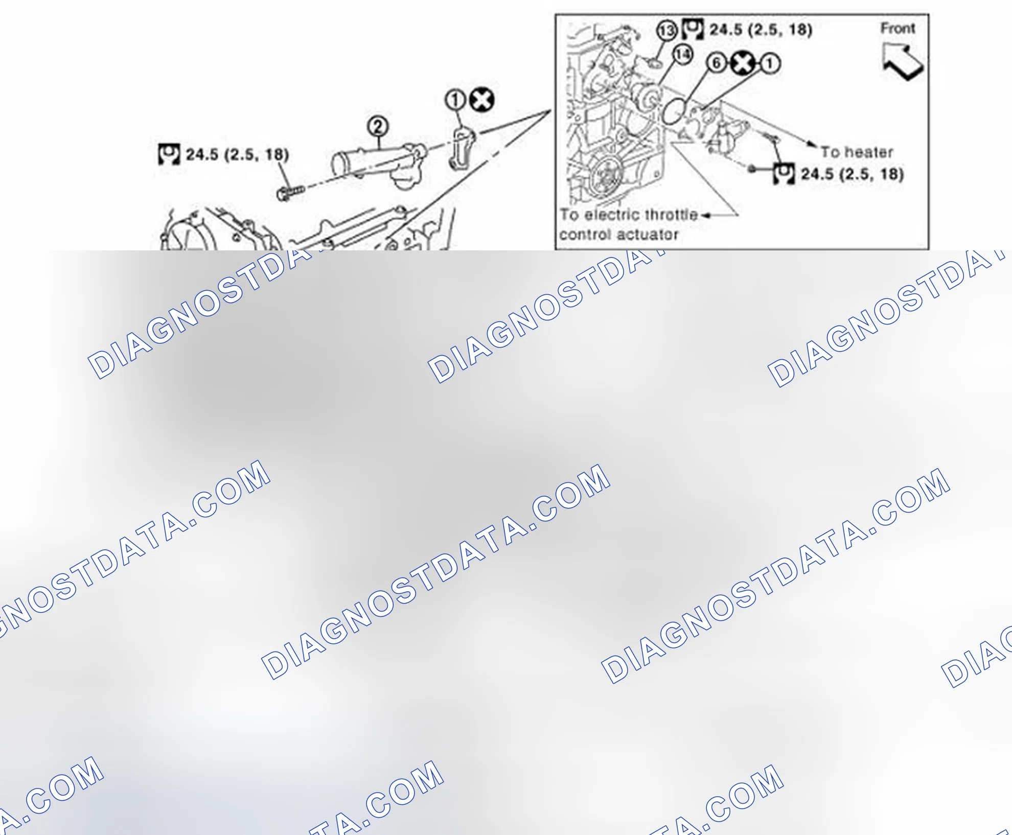 Scheme 12: Identifying Water Outlet And Water Piping Components With Torque Specifications