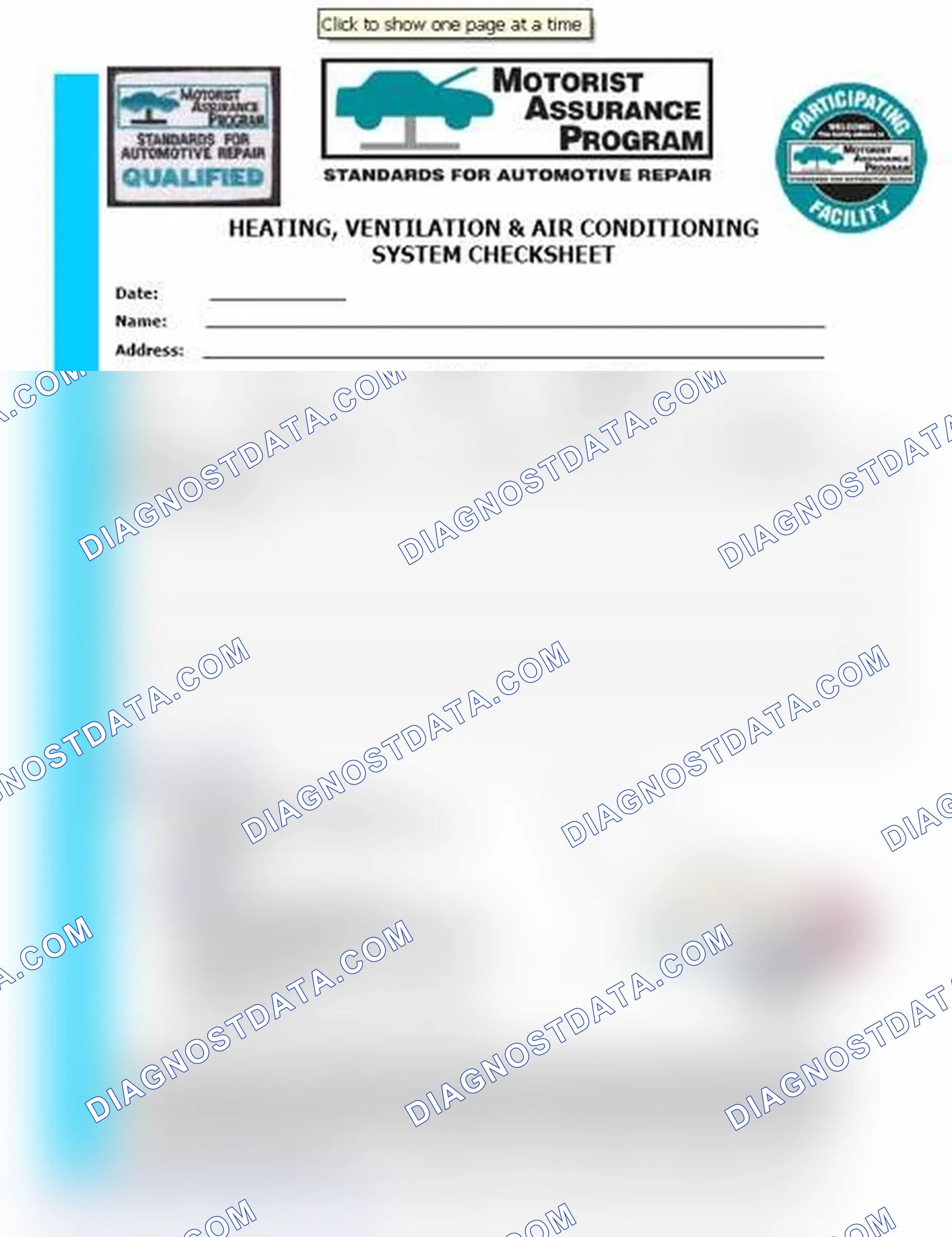 Scheme 15: Heating, Ventilation & Air Conditioning System Checksheet (1 Of 2)