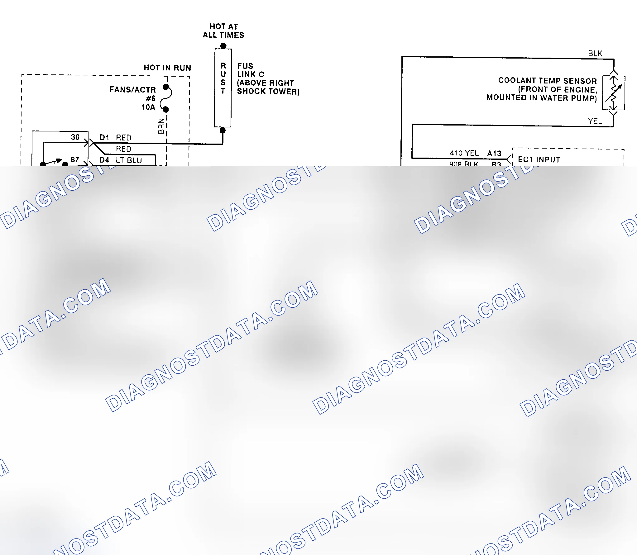 Scheme 7: Cooling Fan Circuit Wiring Diagram ("F" Body - 5.7L VIN P Early)