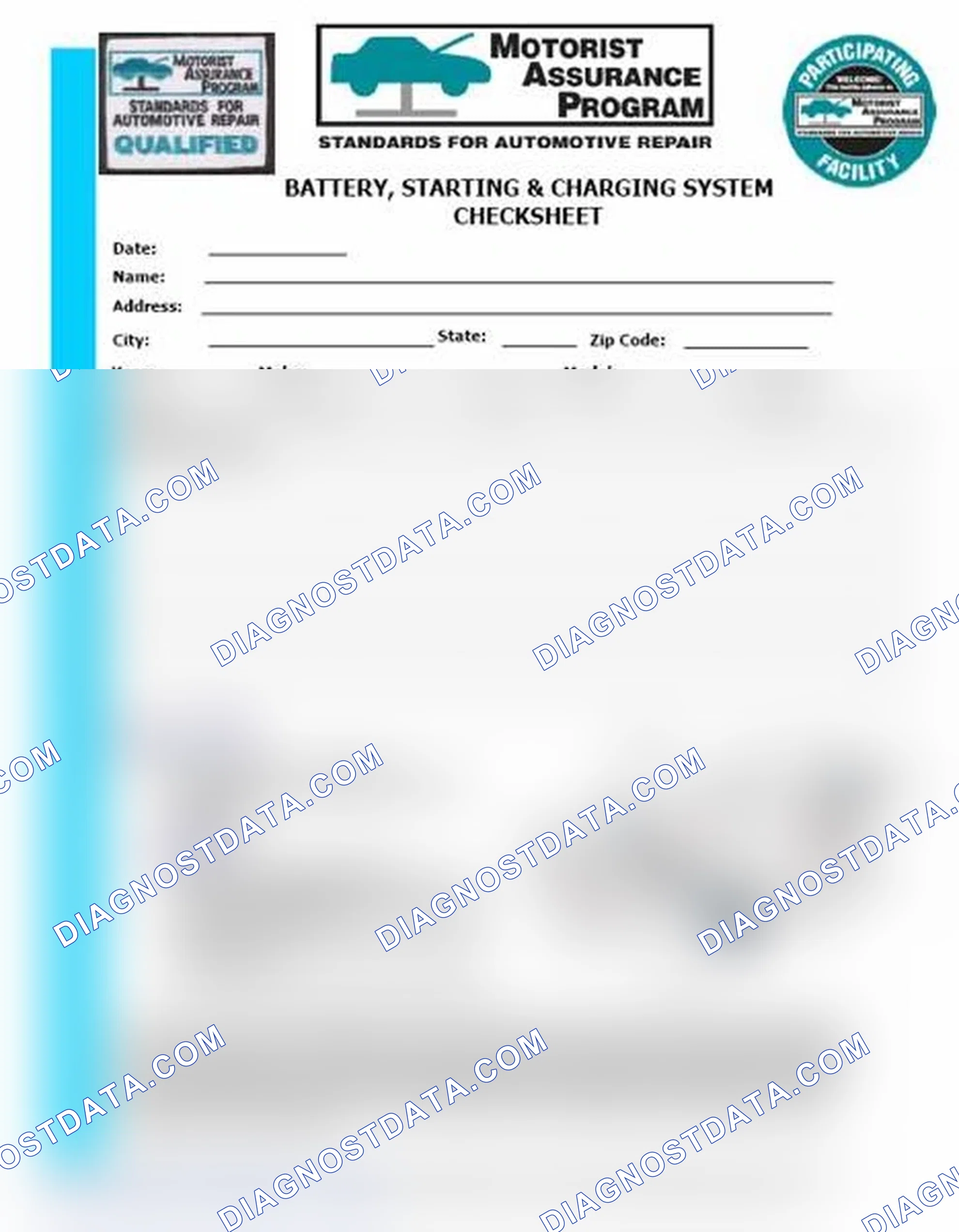 Scheme 3: Battery, Starting & Charging System Checksheet (1 Of 2)