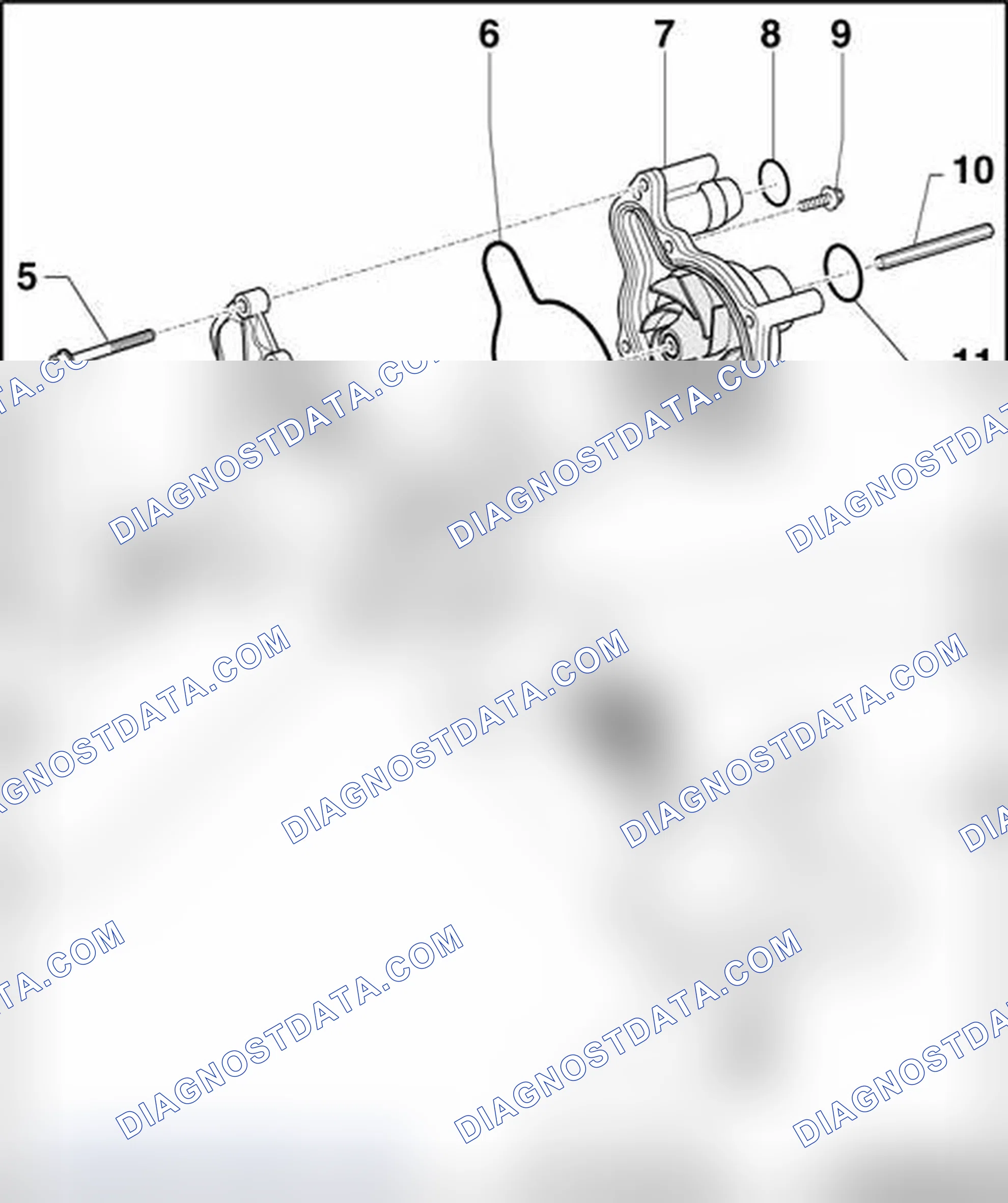 Scheme 612: Coolant pump and coolant regulator, component overview