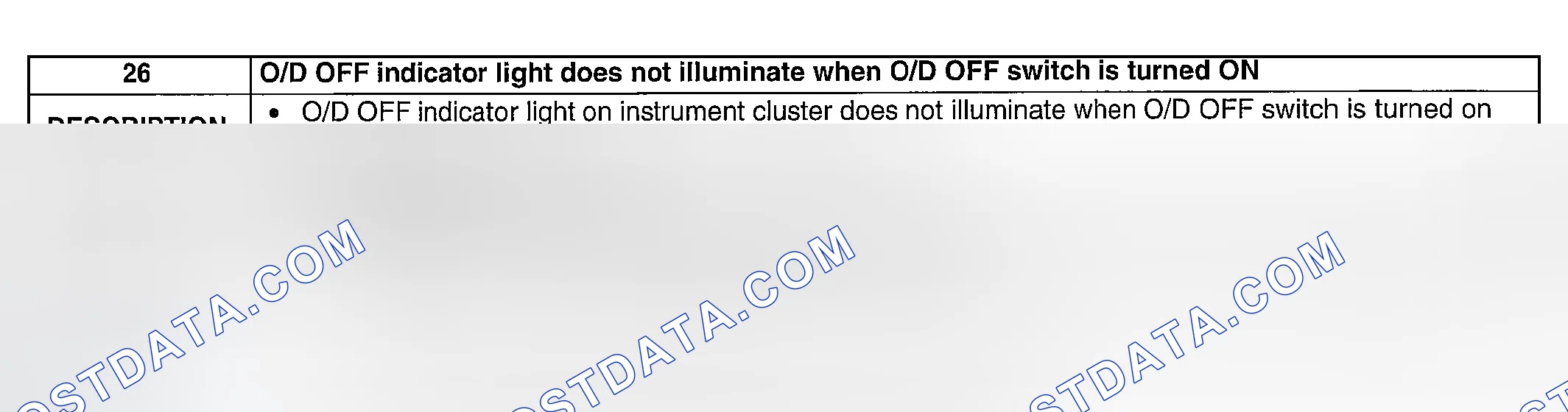 Scheme 150: NO. 26: O/D OFF INDICATOR LIGHT DOES NOT ILLUMINATE WHEN O/D OFF SWITCH IS TURNED ON