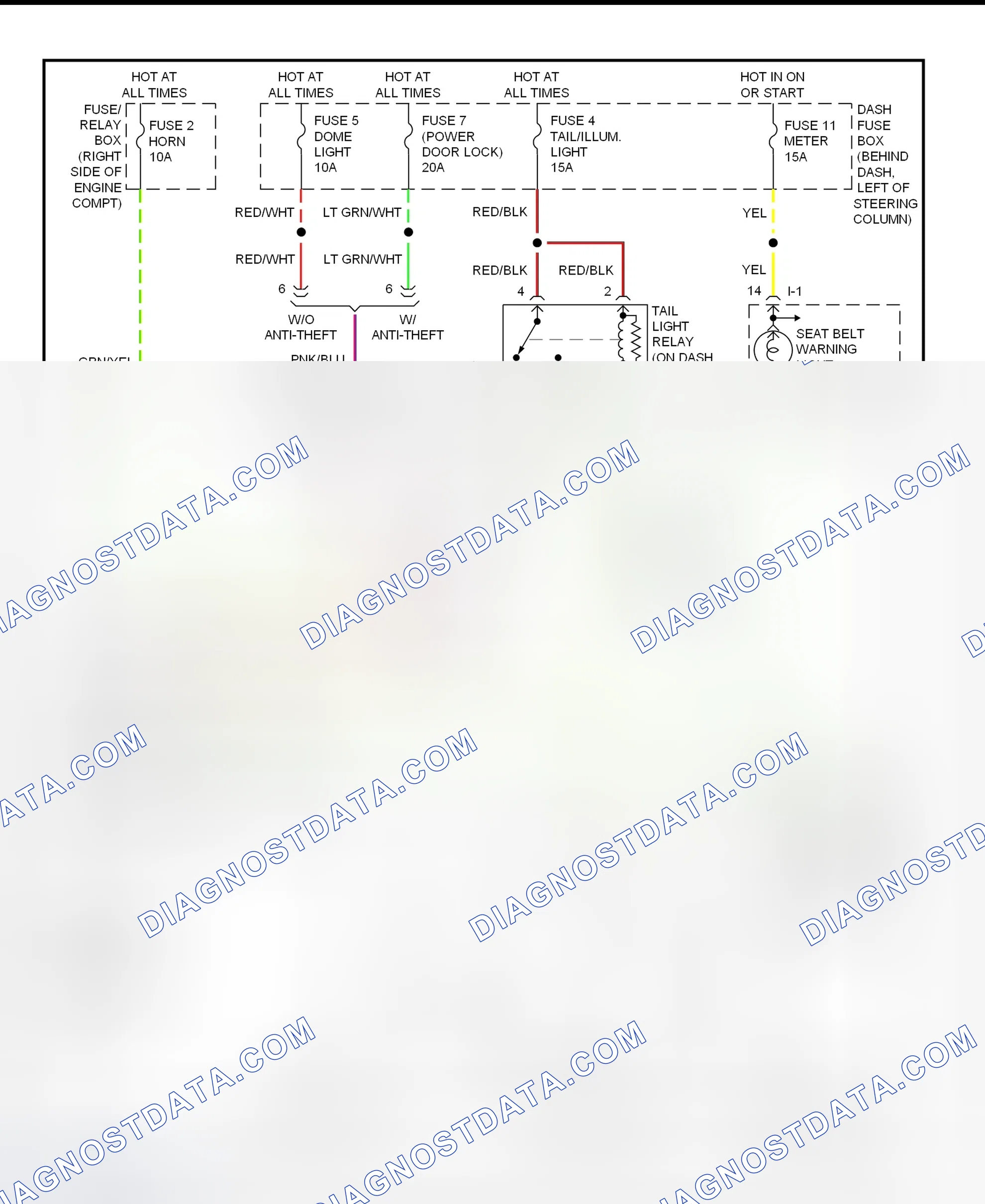 Scheme 1: Warning System Wiring Diagram (Rodeo & Rodeo Sport)