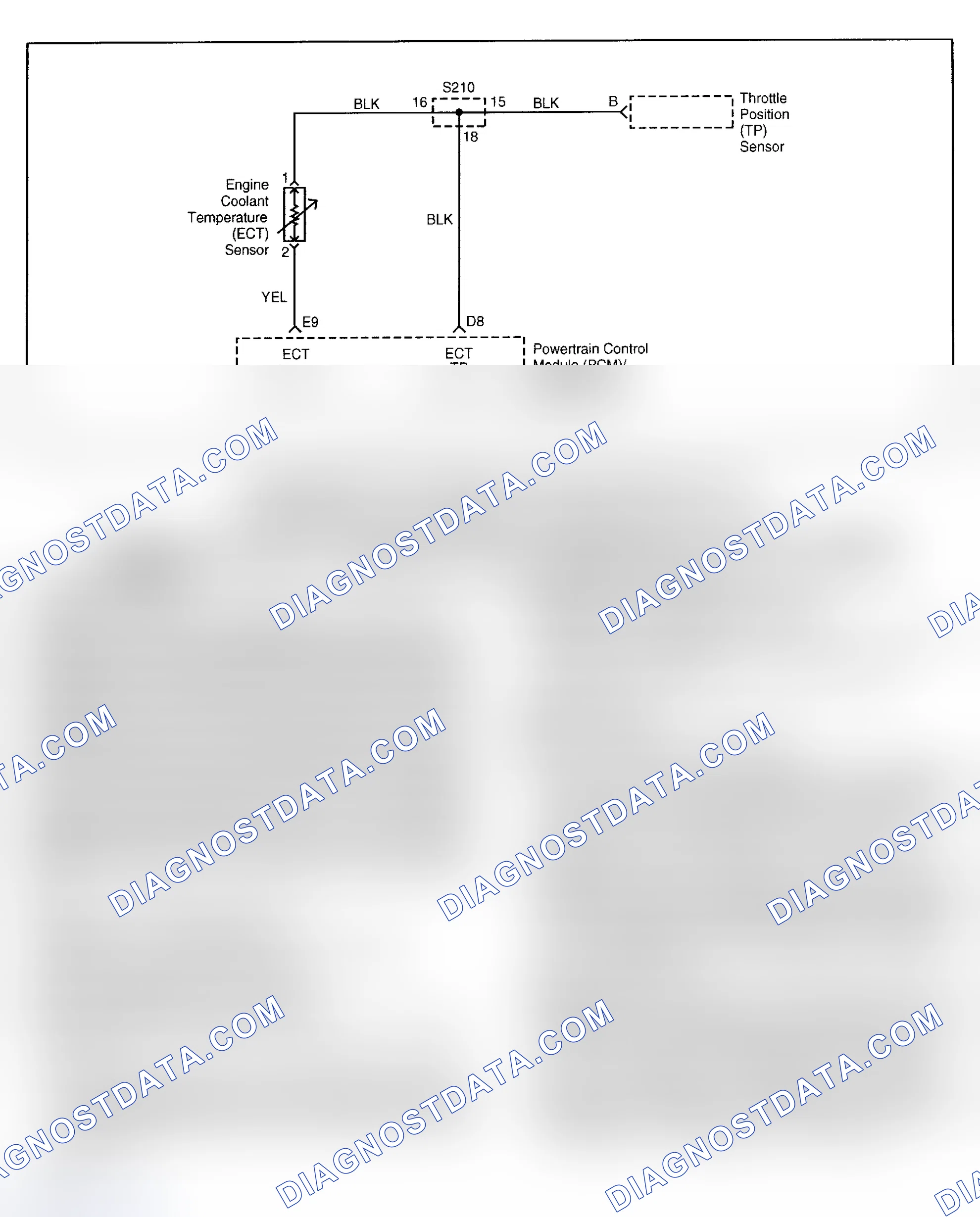 Scheme 221: DTC P1115: ENGINE COOLANT TEMPERATURE INTERMITTENT HIGH VOLTAGE