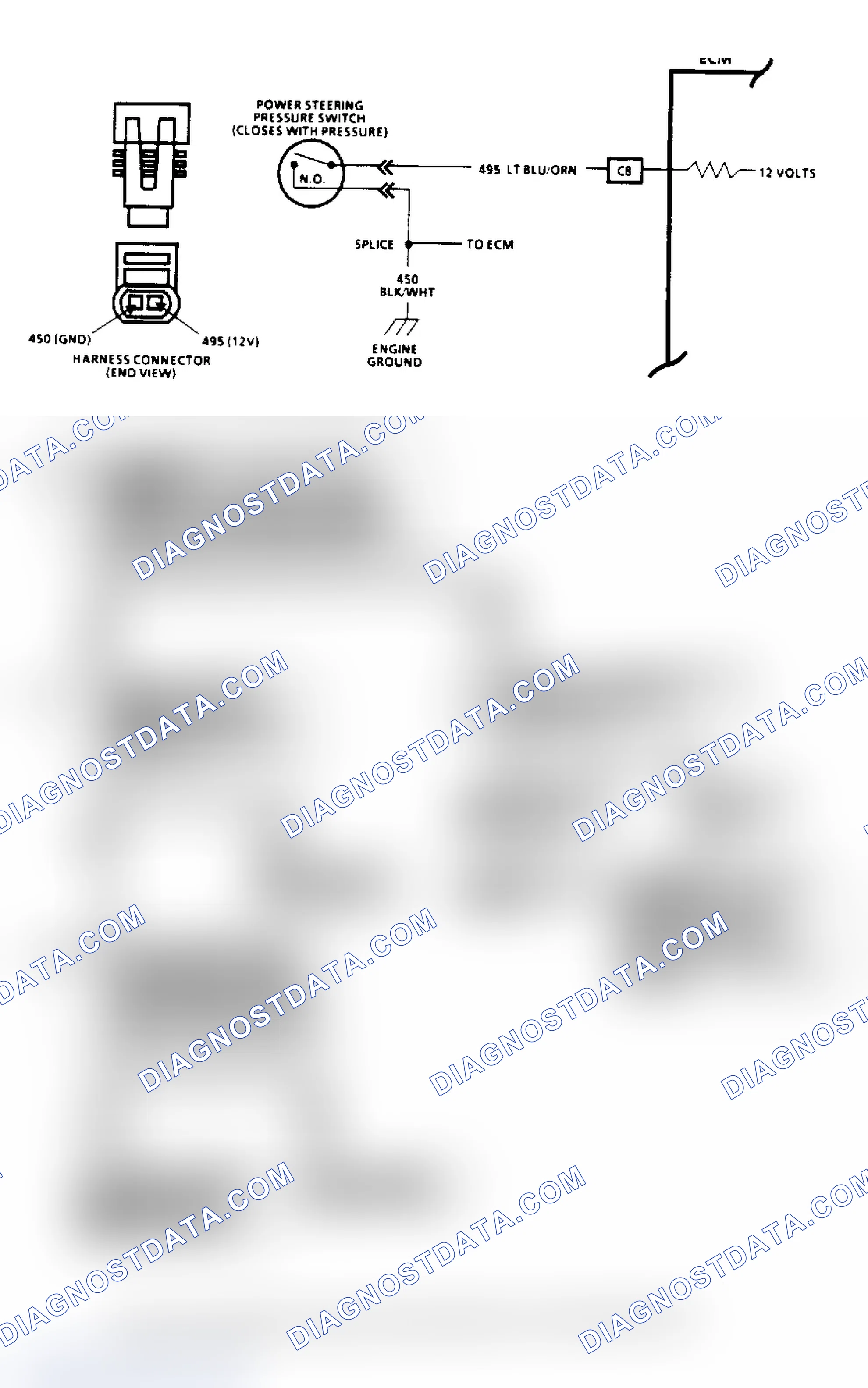 Scheme 92: Power Steering Pressure Switch (2.5L) - Flow Chart & Schematic