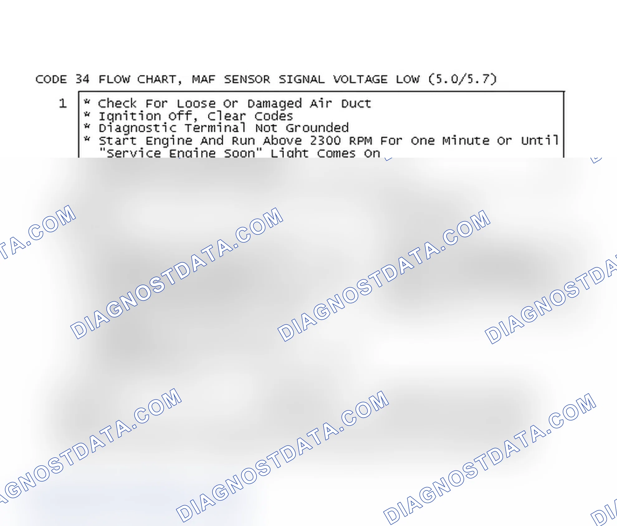 Scheme 500: Code 34 Flow Chart, MAF Sensor Signal Voltage Low (5.0/5.7)