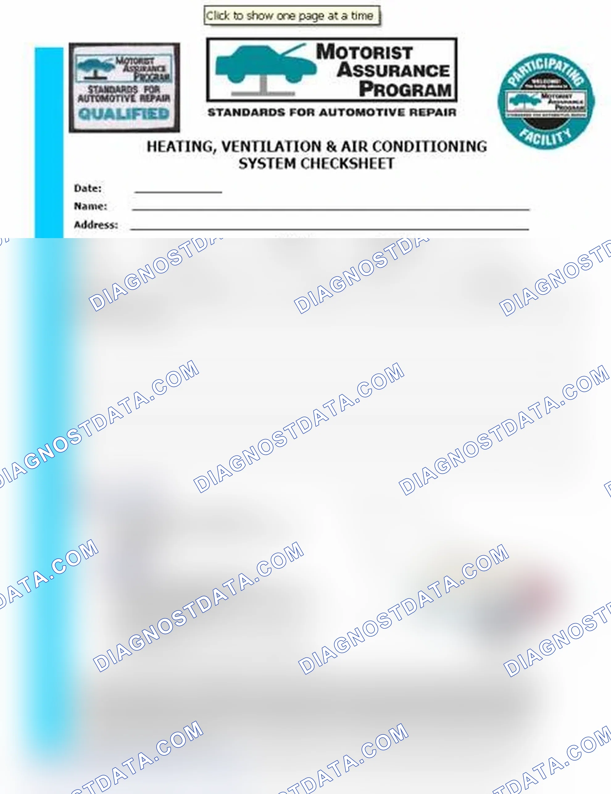 Scheme 15: Heating, Ventilation & Air Conditioning System Checksheet (1 Of 2)