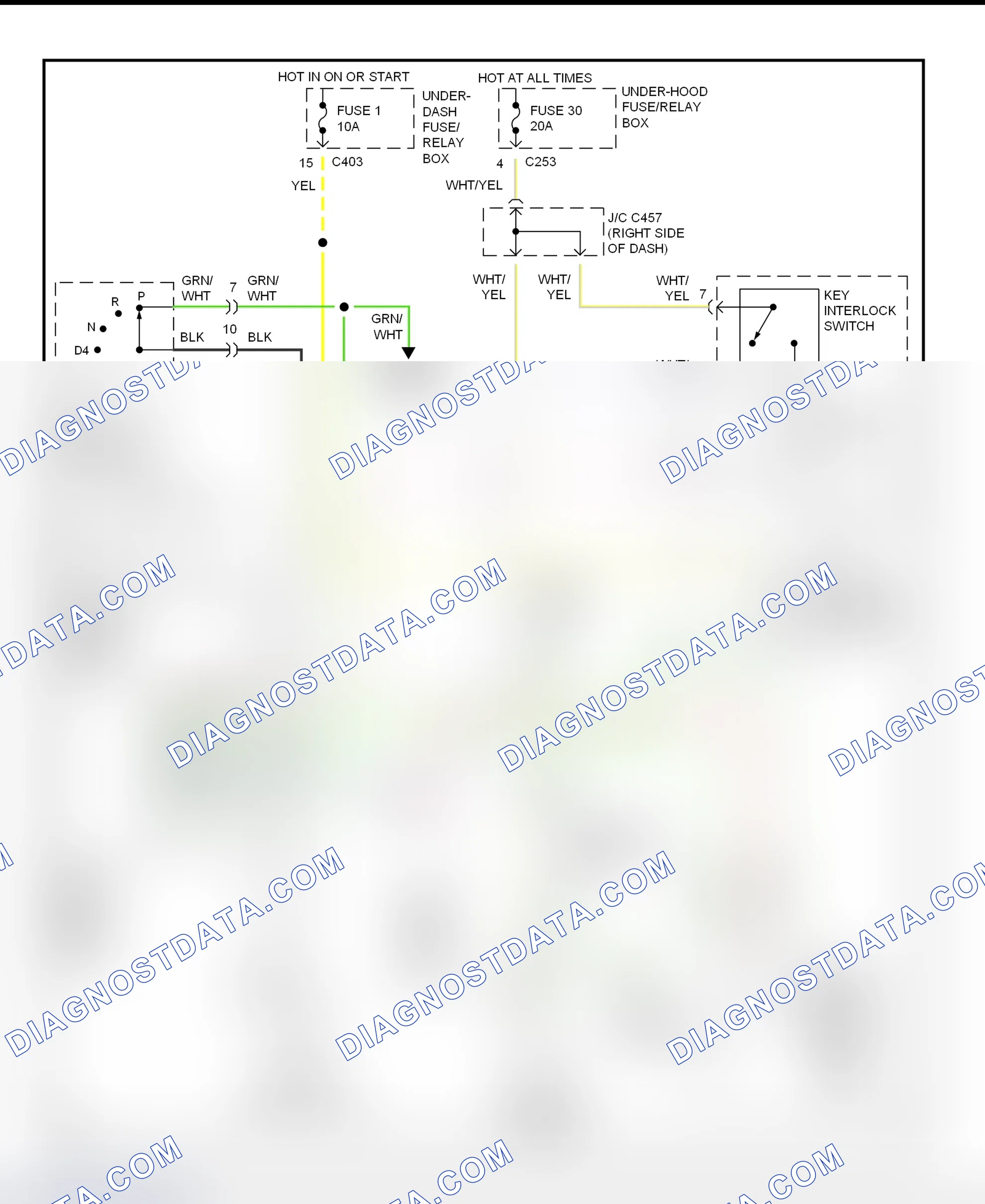 Scheme 34: Shift & Key Interlock System Wiring Schematic (1997 Acura 2.2CL)